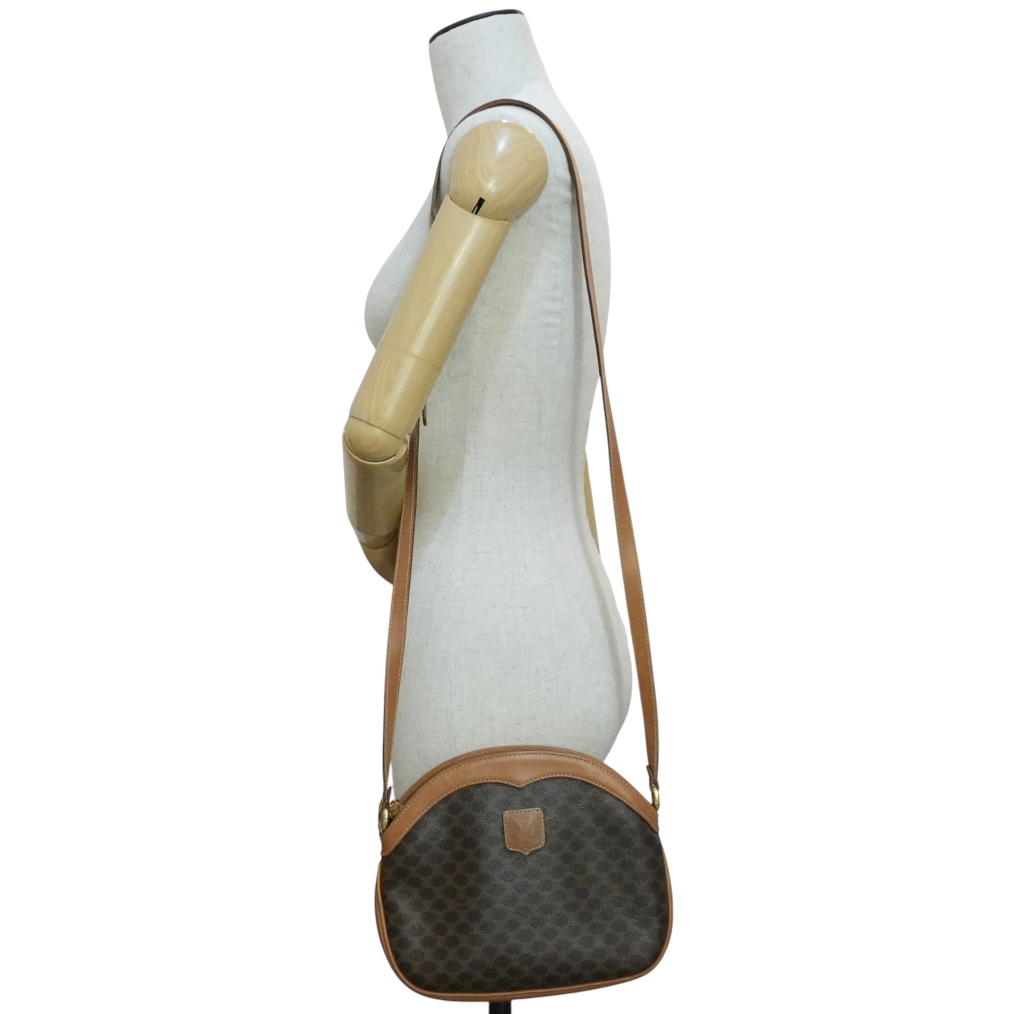 Pre-owned Celine Macadam Shoulder Bag Brown