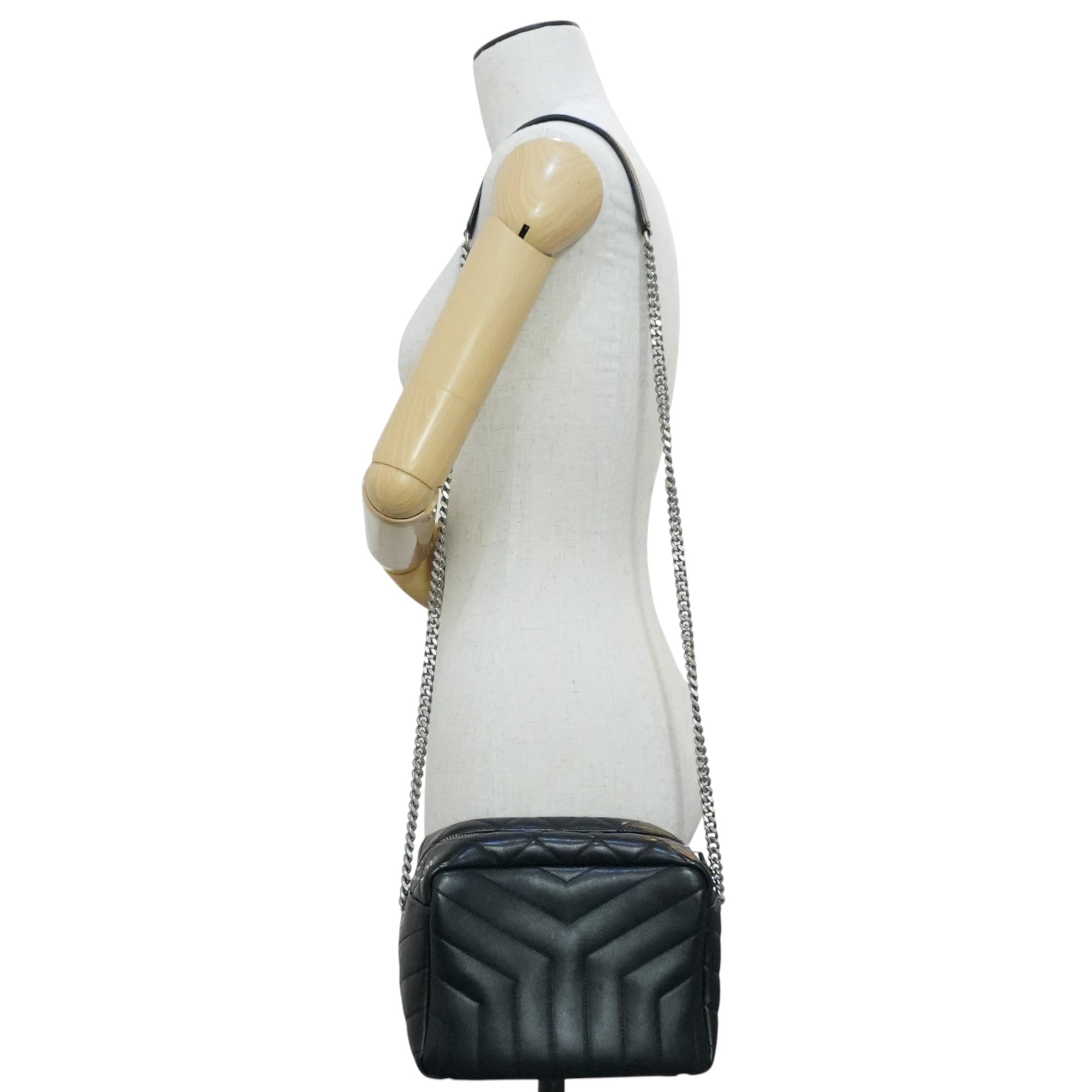 Pre-owned Saint Laurent Loulou Bowling Chain Shoulder Bag Black