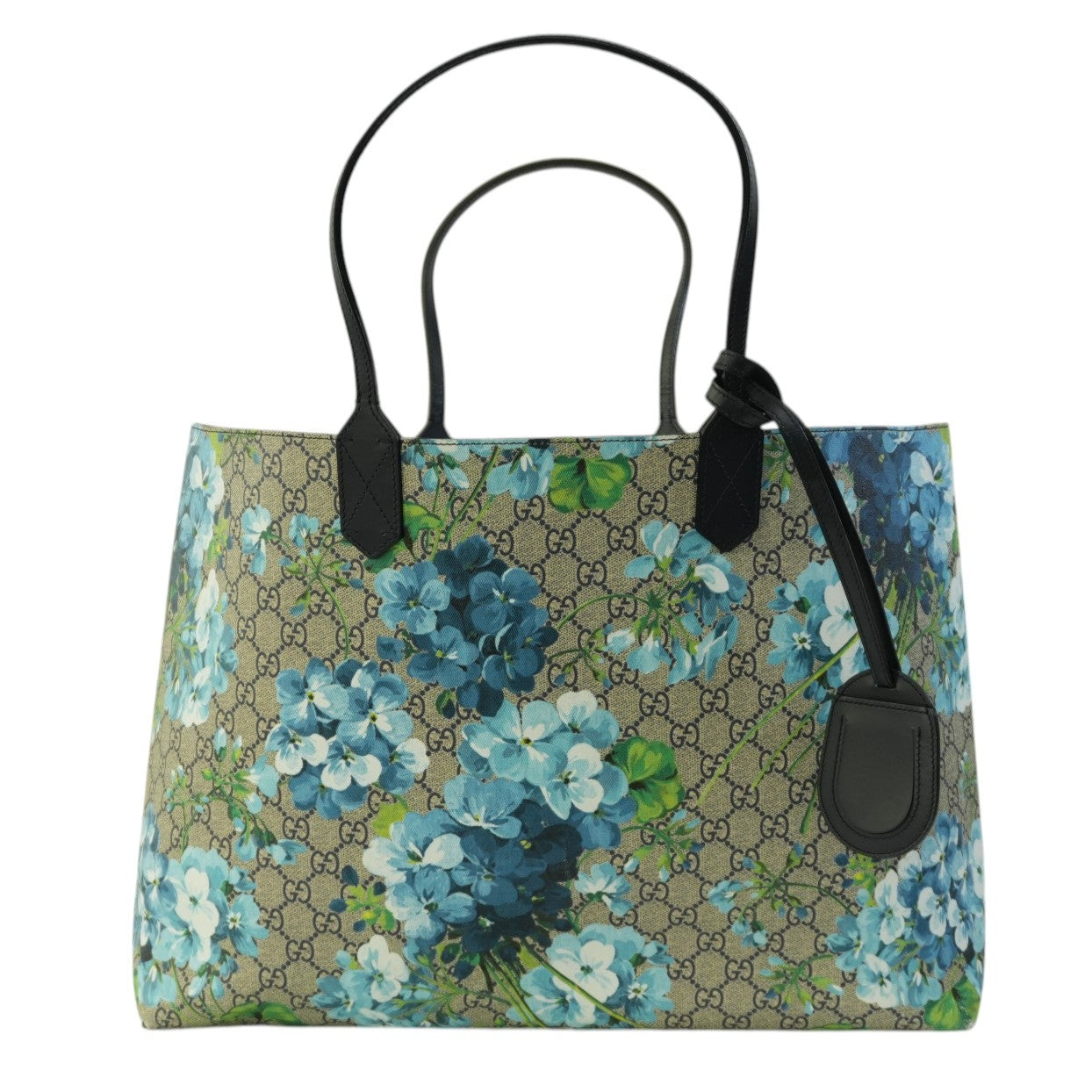 Pre-owned Gucci Canvas Blooms Reversible Tote Bag Blue