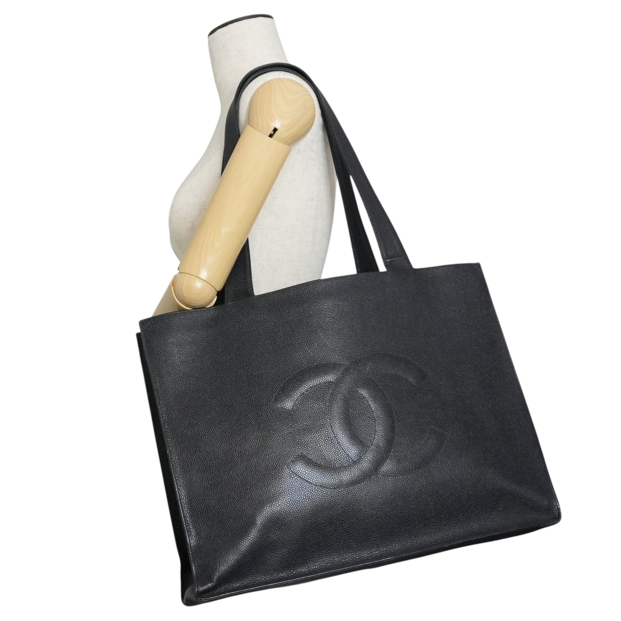 Pre-owned Chanel Caviar Skin Leather Tote Bag Black