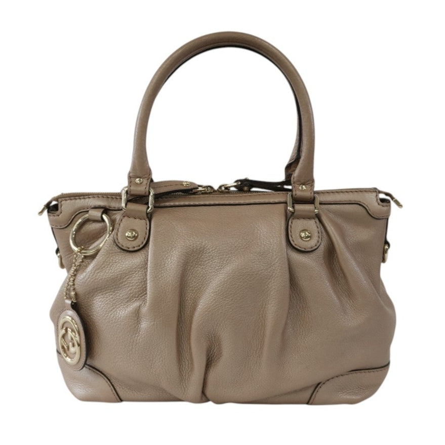 Pre-owned Gucci Leather Metallic Shoulder Bag Bronze