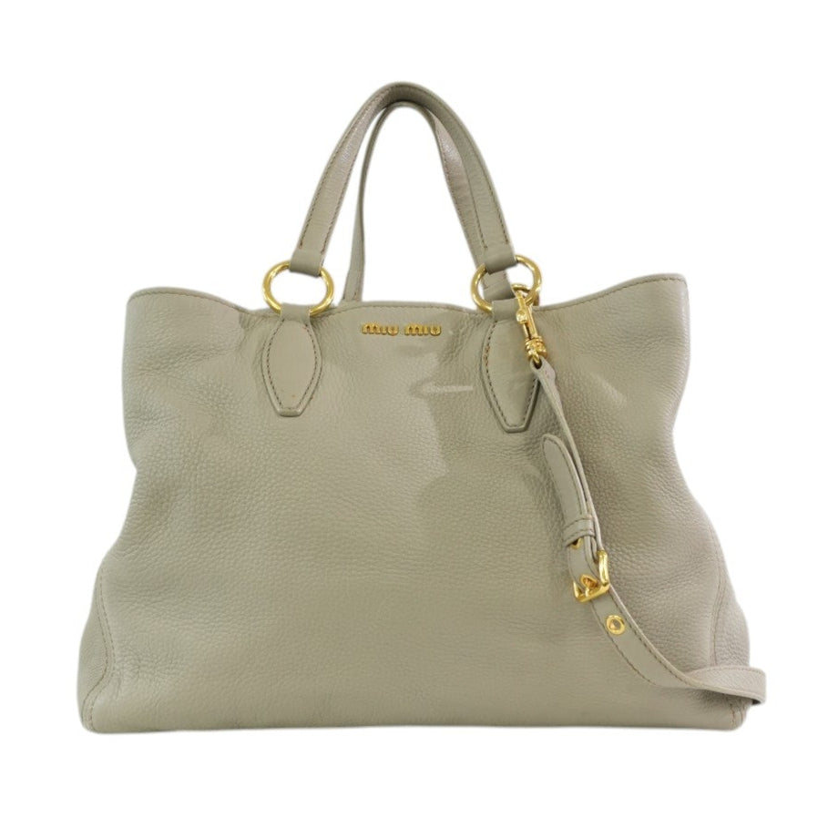 Pre-owned Miumiu Leather Two Way Tote Bag Gray