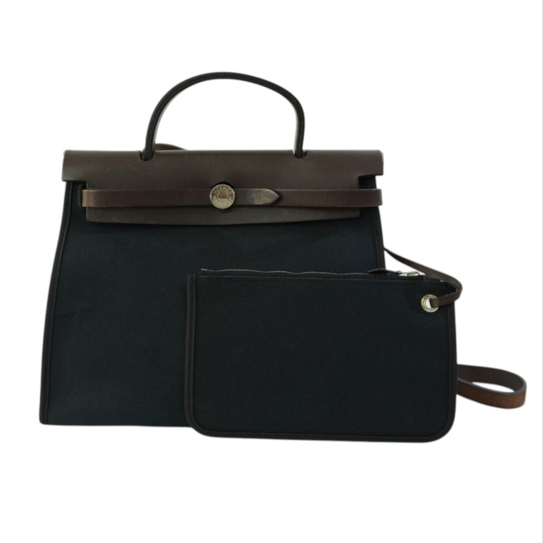 Pre-owned Hermes Canvas Herzip Tote Bag Black