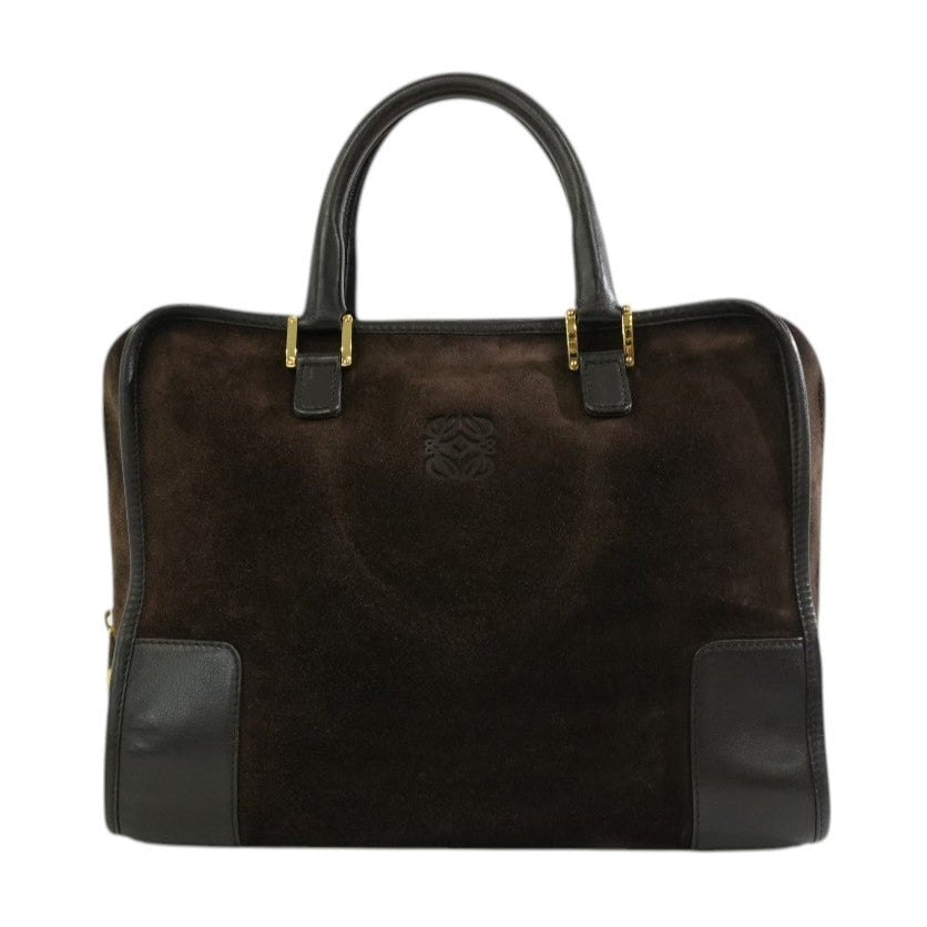 Pre-owned Loewe Suede Leather Anagram Amazona Handbag Brown