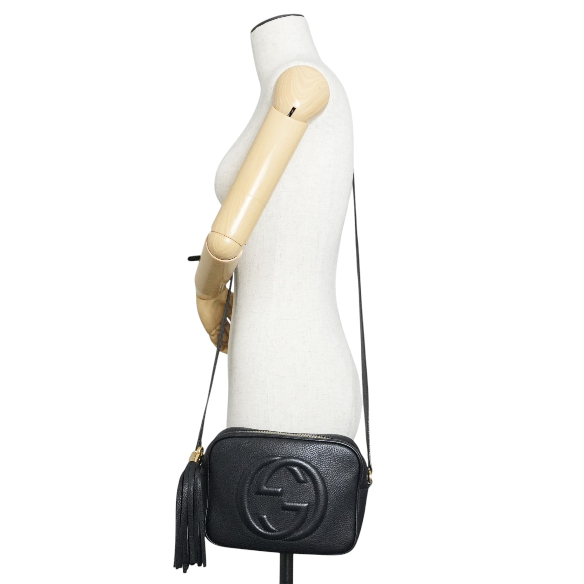 Pre-owned Gucci Leather Hobo Shoulder Bag Black