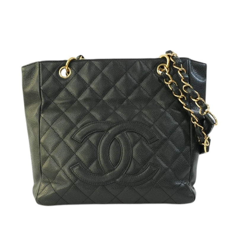 Pre-owned Chanel Caviar Skin Leather PST Chain Shoulder Bag Black
