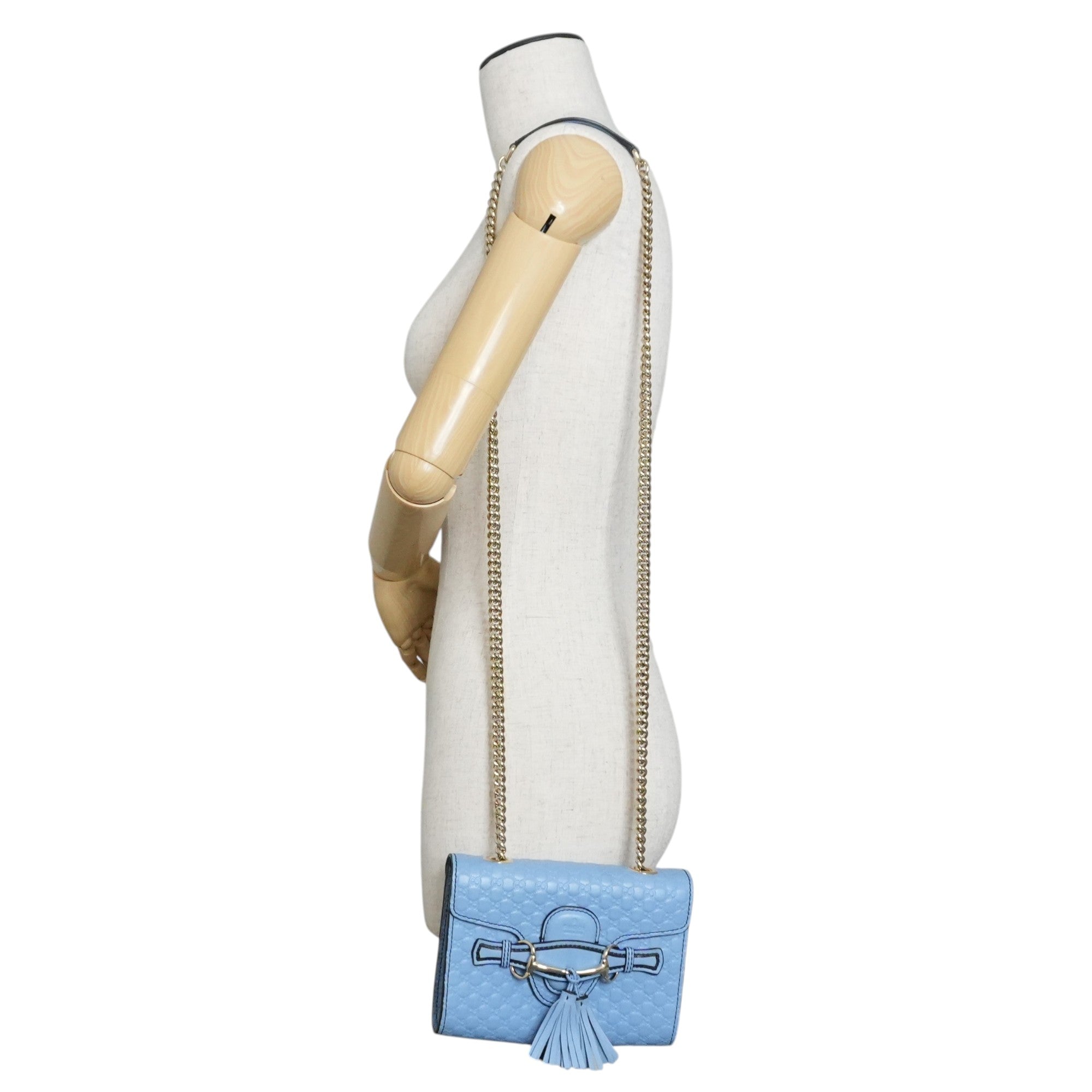 Pre-owned Gucci Micro Guccisima Chain Shoulder Bag Blue