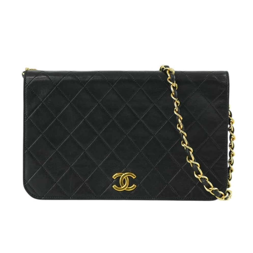 Pre-owned Chanel Lambskin Leather Chain Shoulder Bag Black