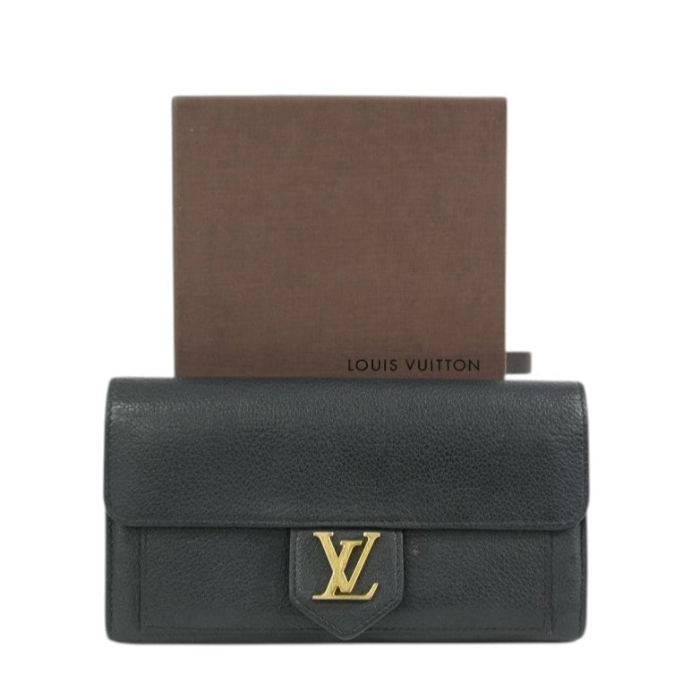 Pre-owned Louis Vuitton Leather Porte Feuille Lockeme Long Wallet Black