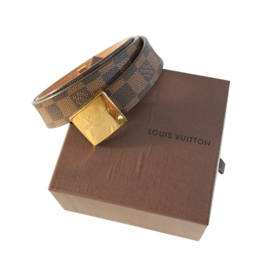 Pre-owned Louis Vuitton Damier Ebene Belt Size 80