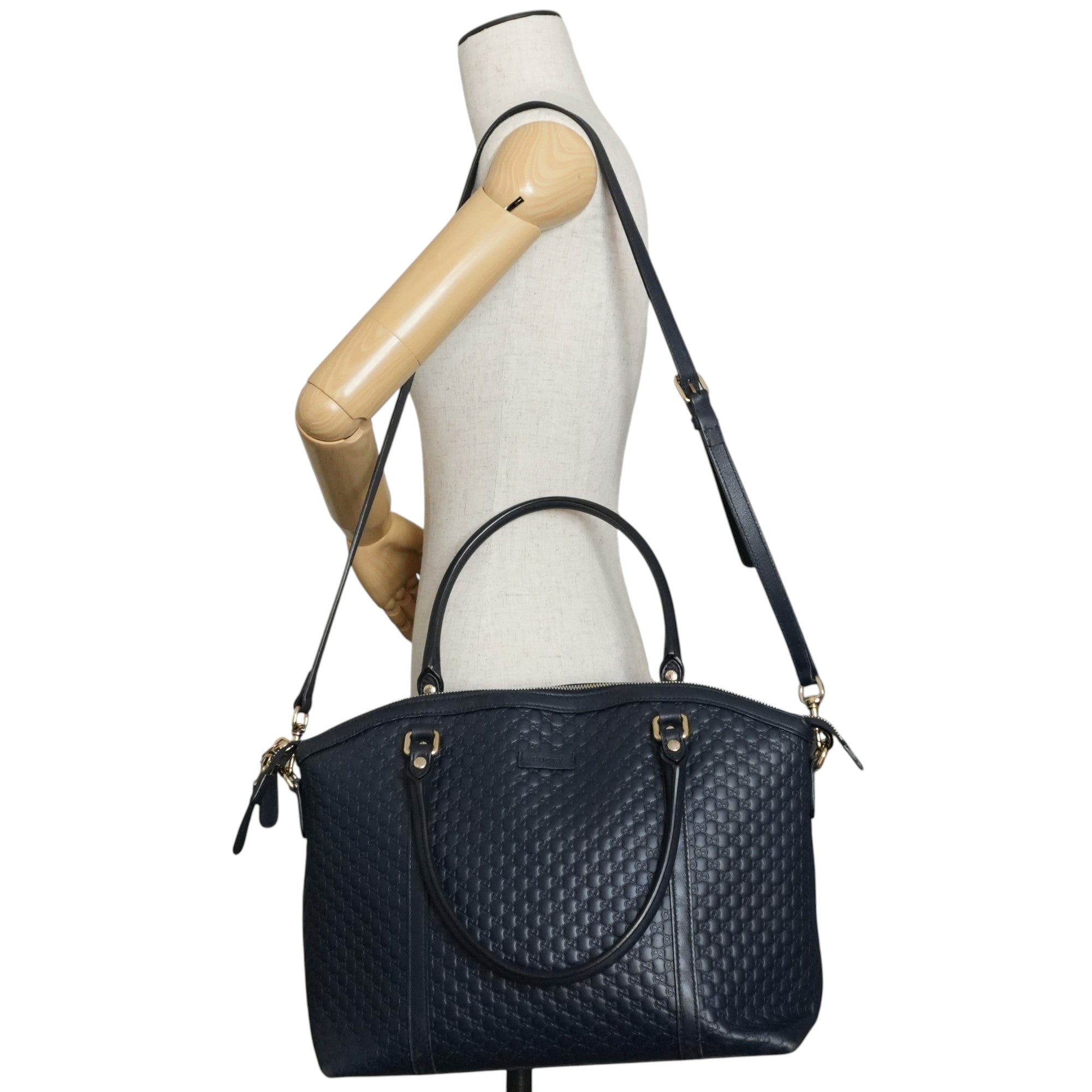Pre-owned Gucci Two Way Microguccisima Shoulder Bag Navy Blue