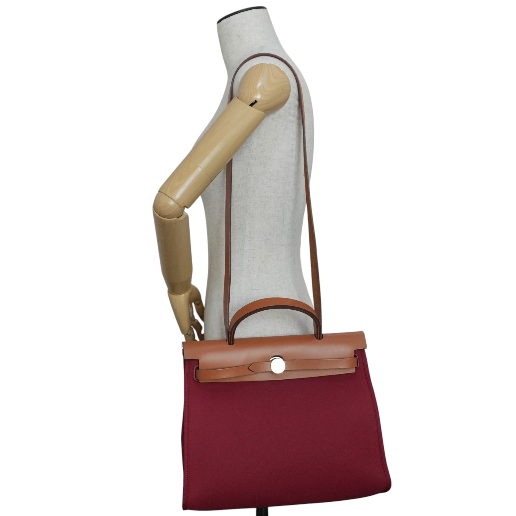 Pre-owned Hermes Canvas Herzip Tote Bag Red Orange