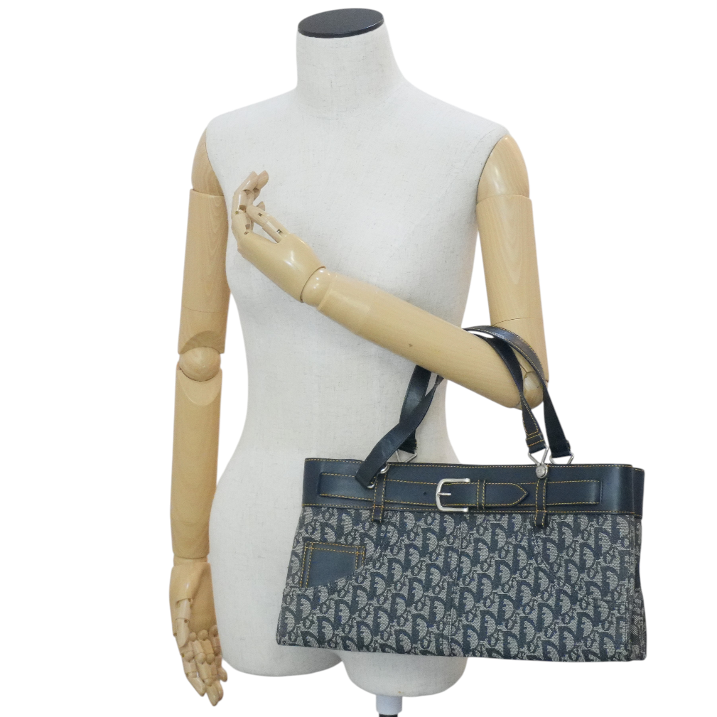Pre-owned Dior Trotter Handbag Navy Blue