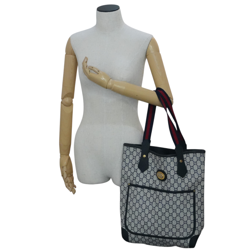 Pre-owned Gucci Plus Tote Bag Navy Blue