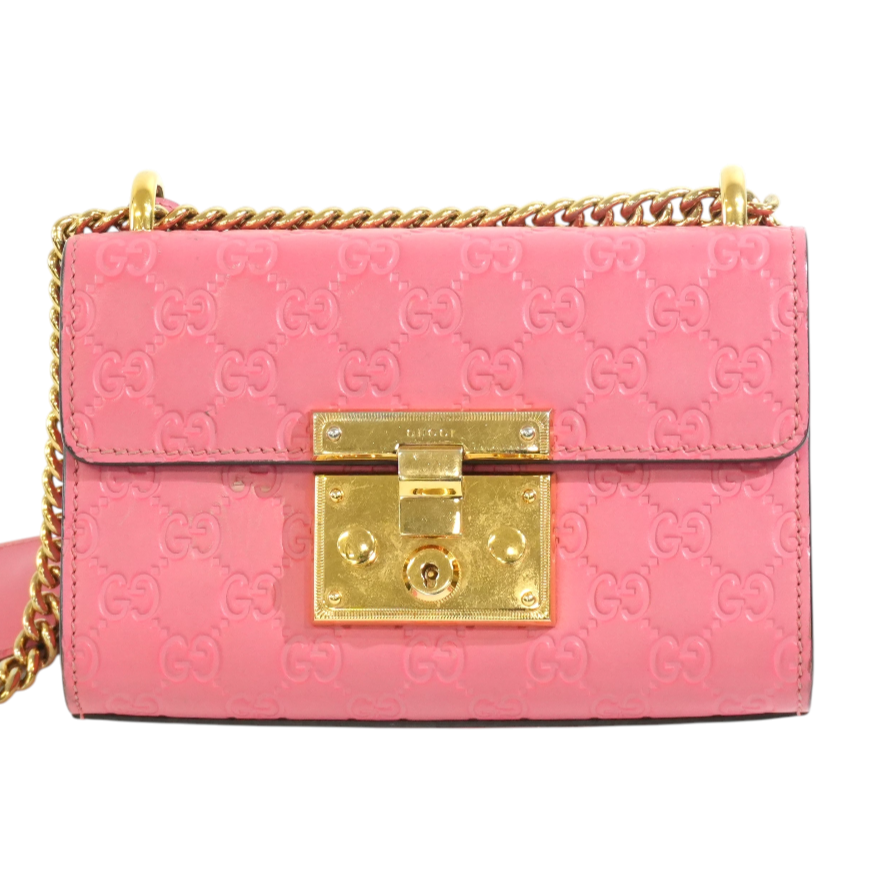 Pre-owned Gucci Small Padlock Bag Chain Shoulder Bag Pink