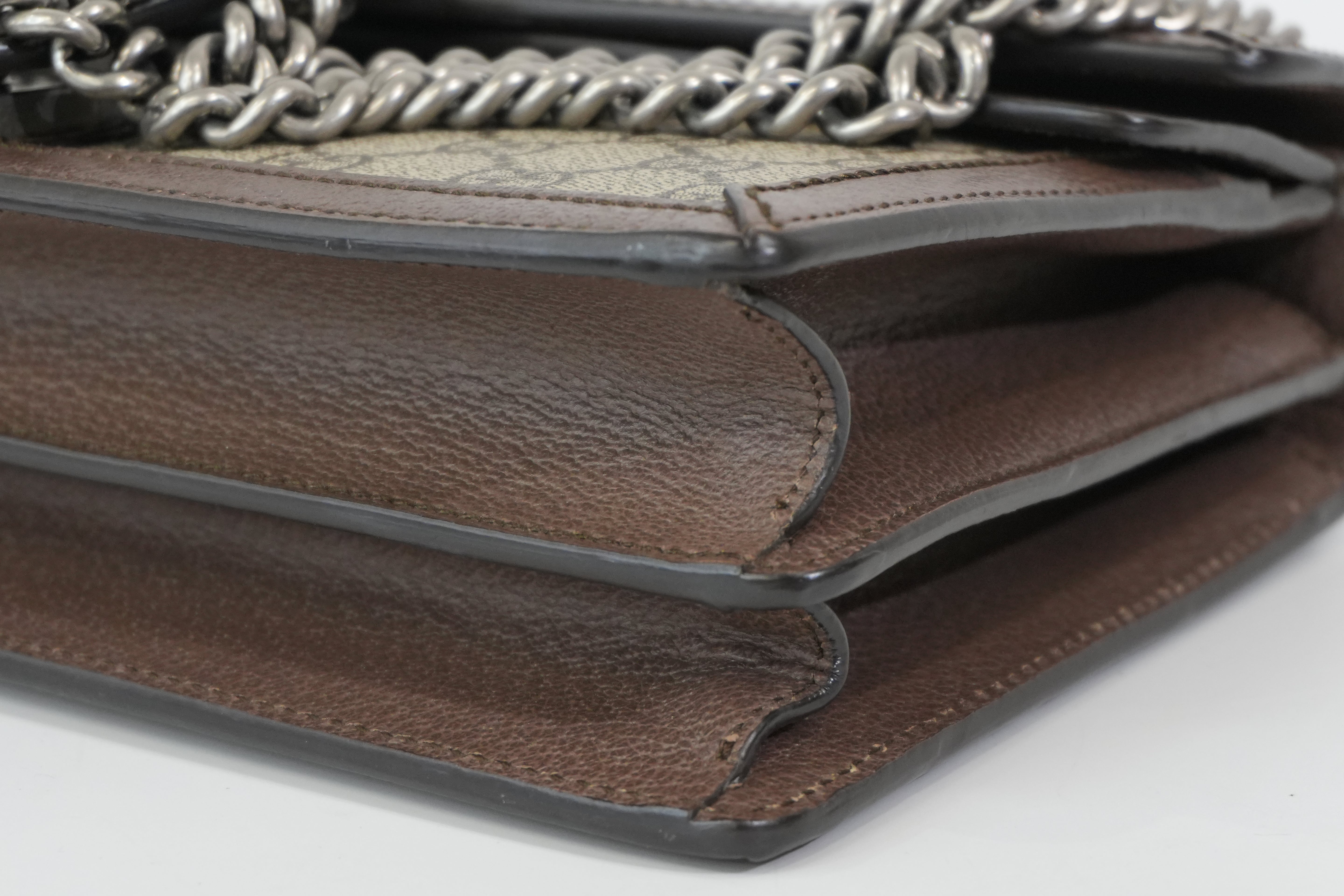 Pre-owned Gucci Double Flap Dionysus Chain Shoulder Bag Brown