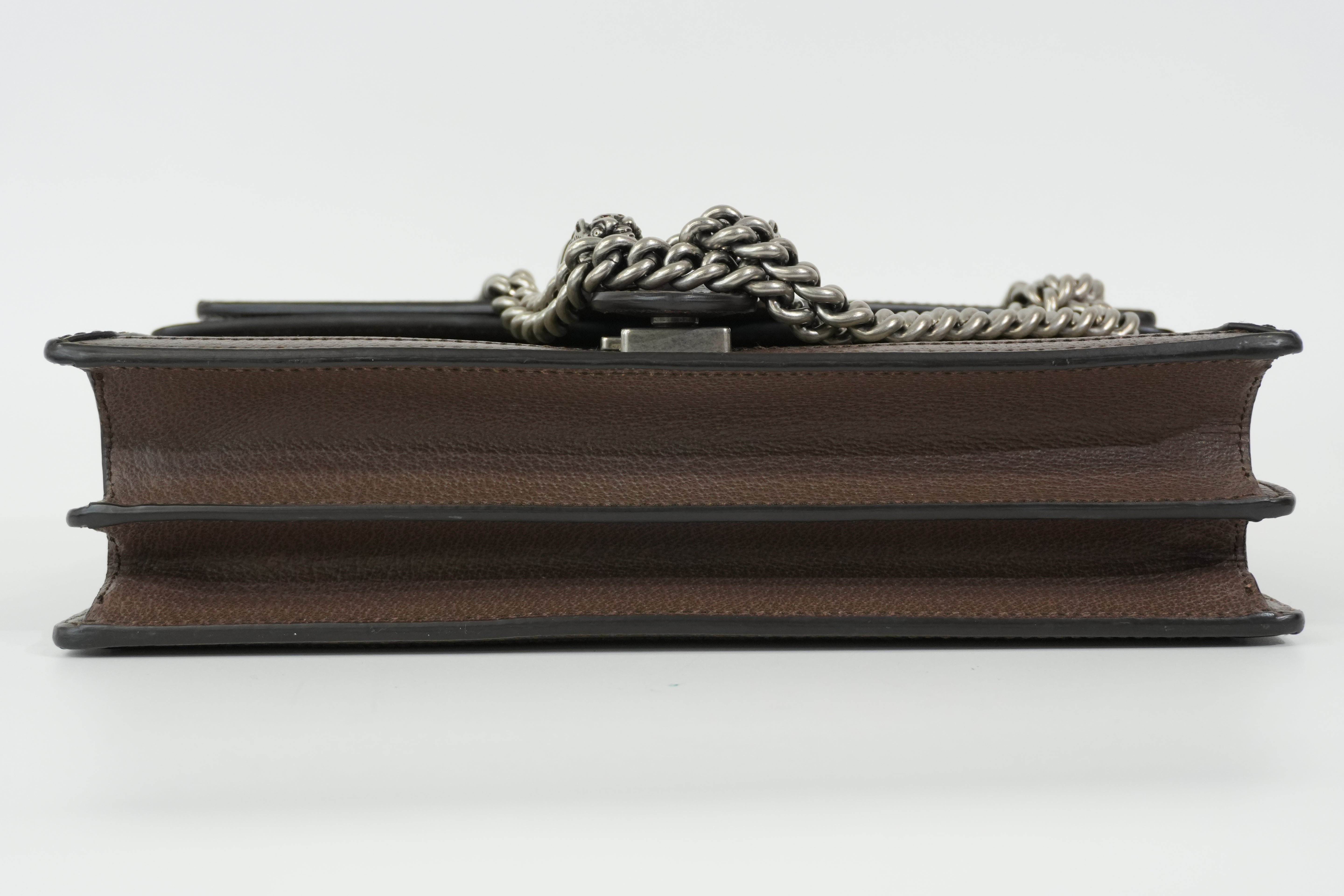 Pre-owned Gucci Double Flap Dionysus Chain Shoulder Bag Brown