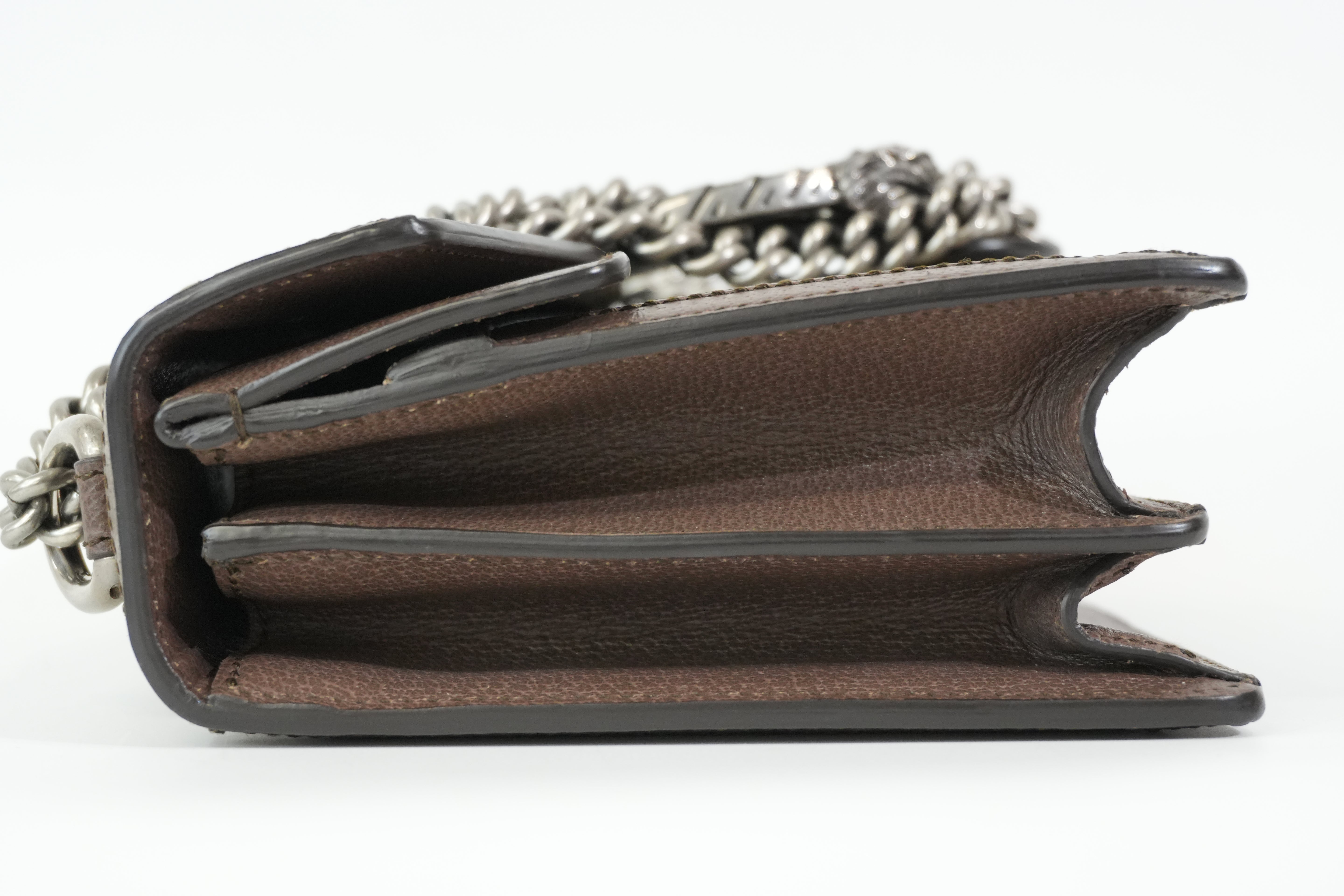 Pre-owned Gucci Double Flap Dionysus Chain Shoulder Bag Brown