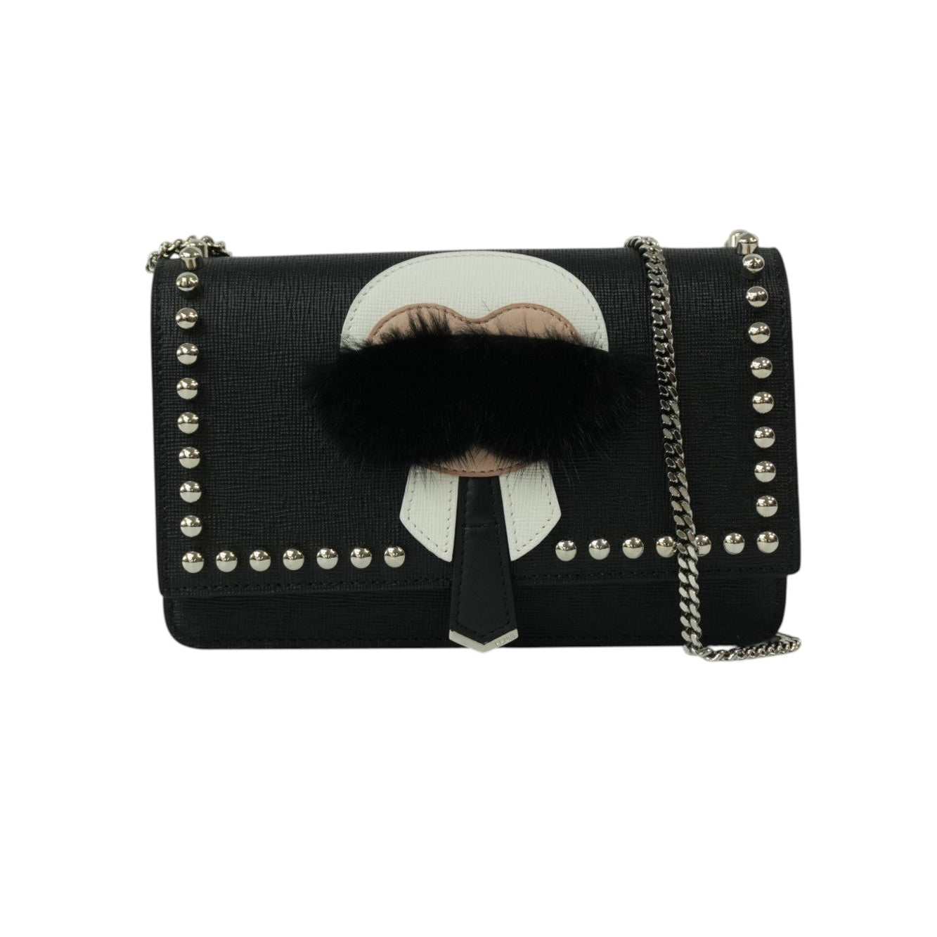 Pre-Owned FENDI Carlito Wallet on Chain Black