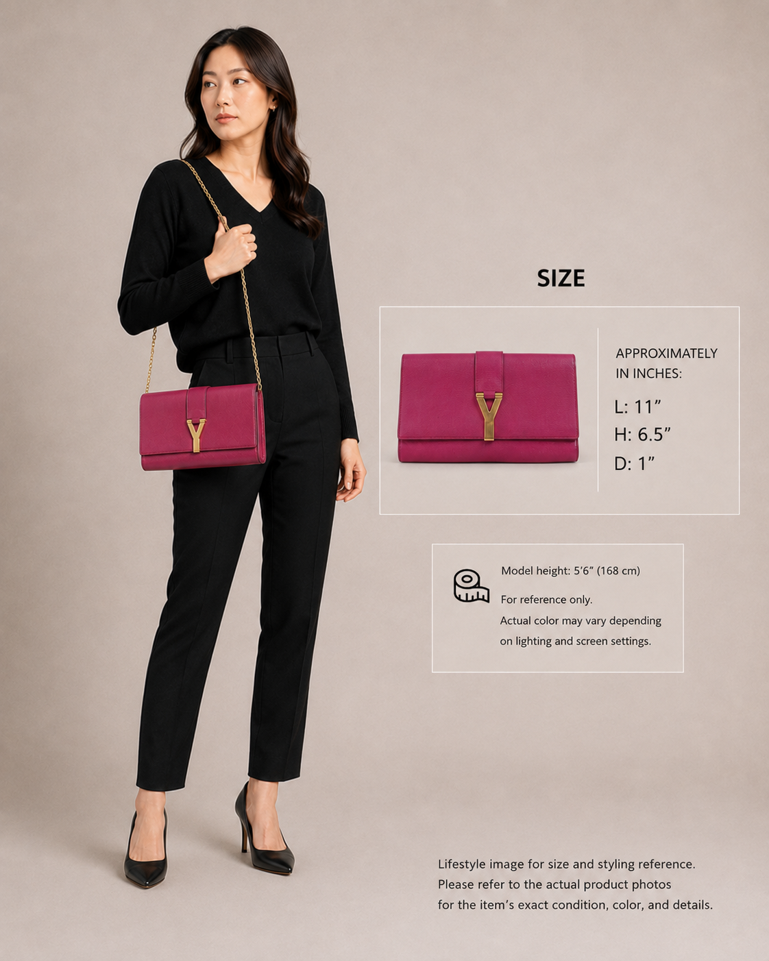 Pre-Owned Yves Saint Laurent Classic Chyc Y-Ligne Clutch Pink