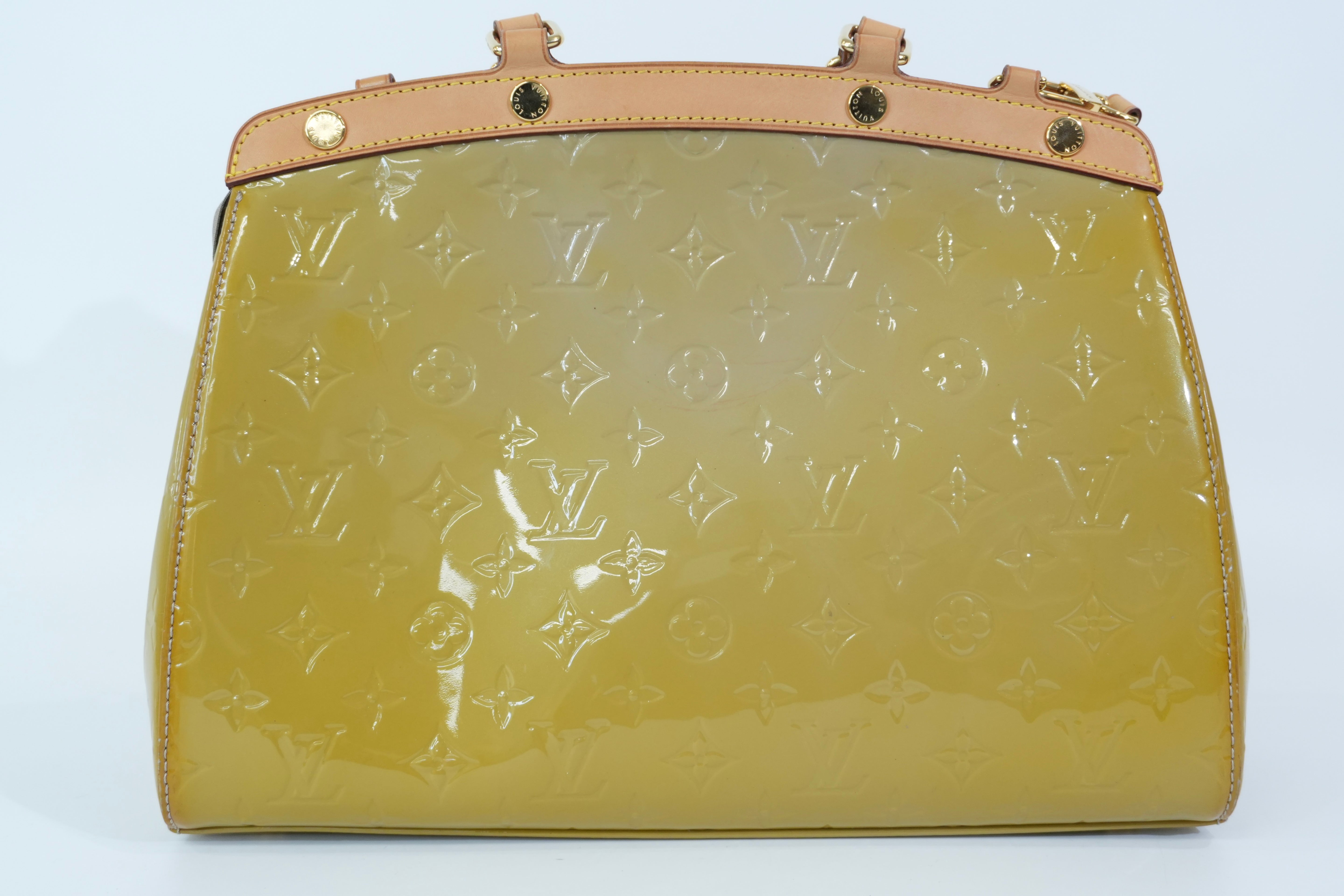 Pre-owned Louis Vuitton Vernis Brea MM Tote Bag Citrin