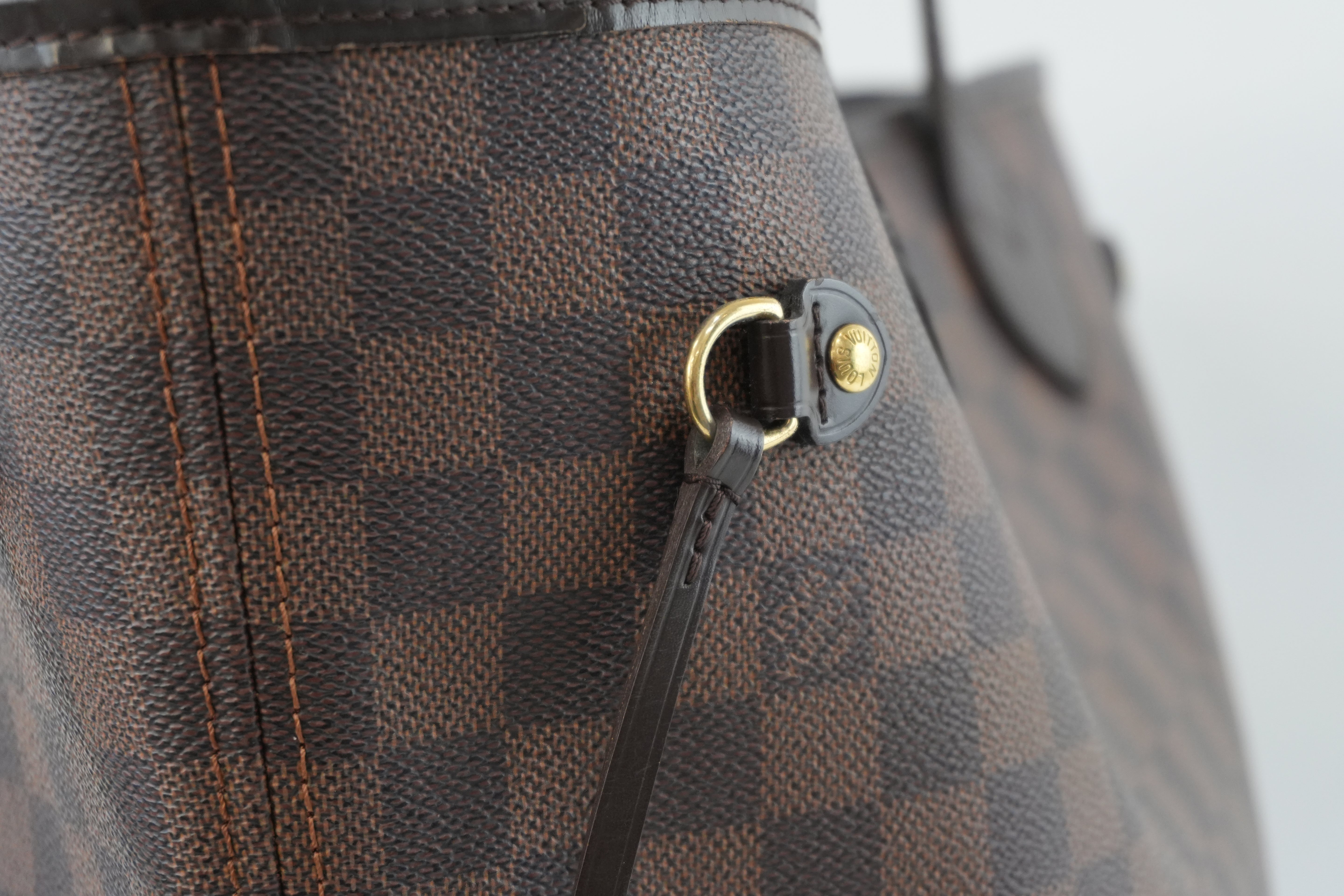 Louis Vuitton Damier Ebene Neverfull MM Shoulder Tote Bag Used