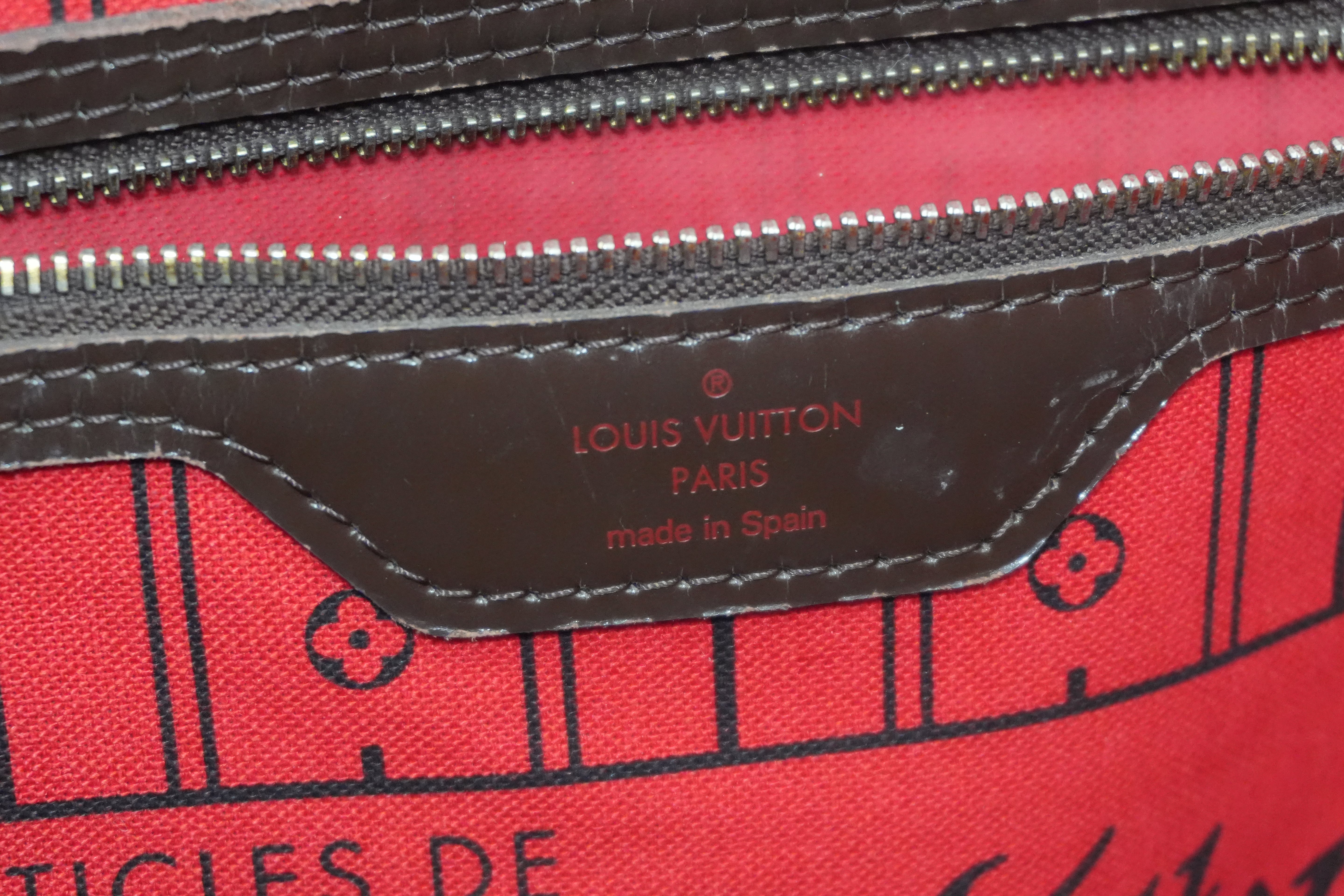 Louis Vuitton Damier Ebene Neverfull MM Shoulder Tote Bag Used