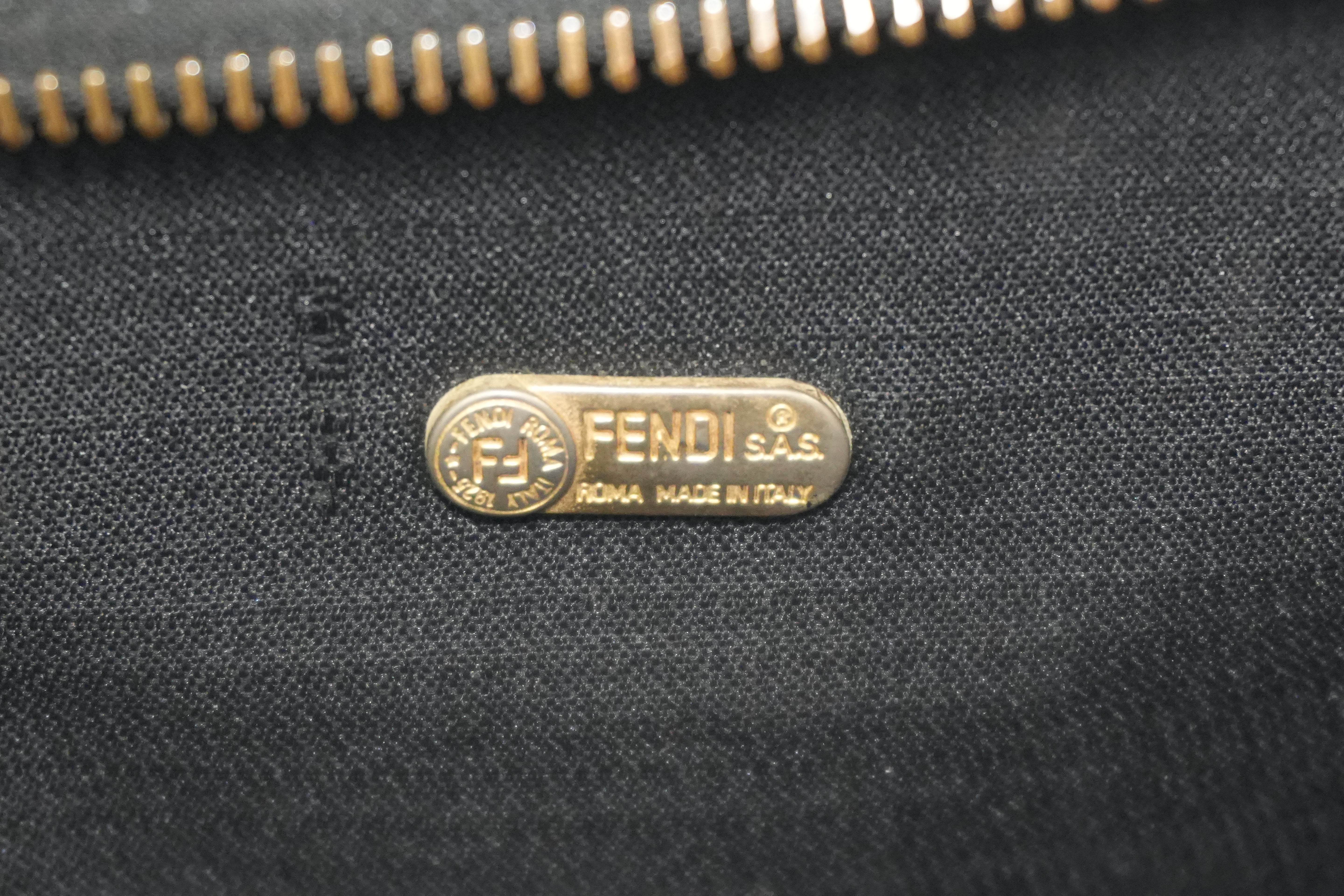 Pre-owned Fendi Pequin Mini Boston Handbag Brown