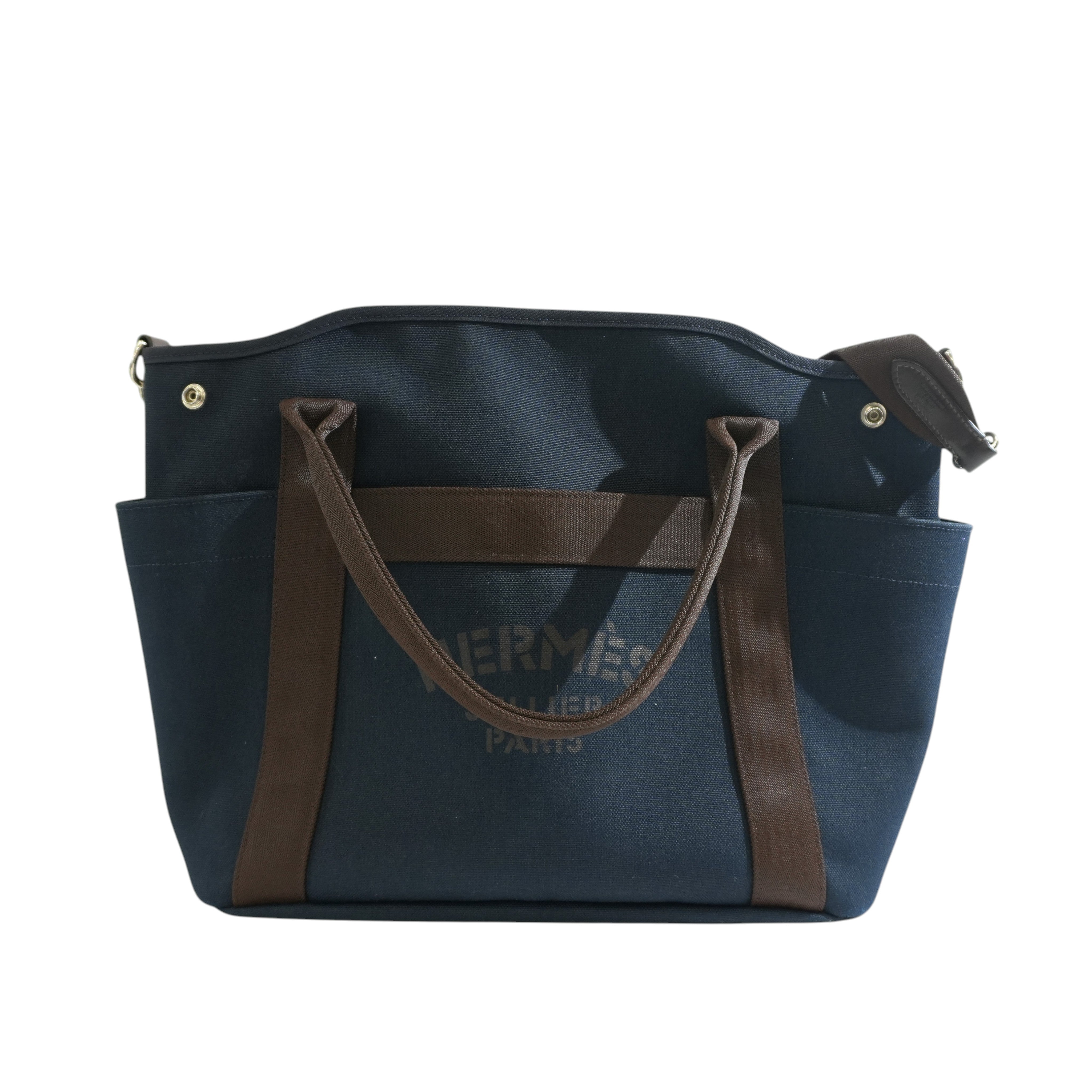 Pre-owned Hermes Sac De Pansage Groom Tote Bag Navy Blue