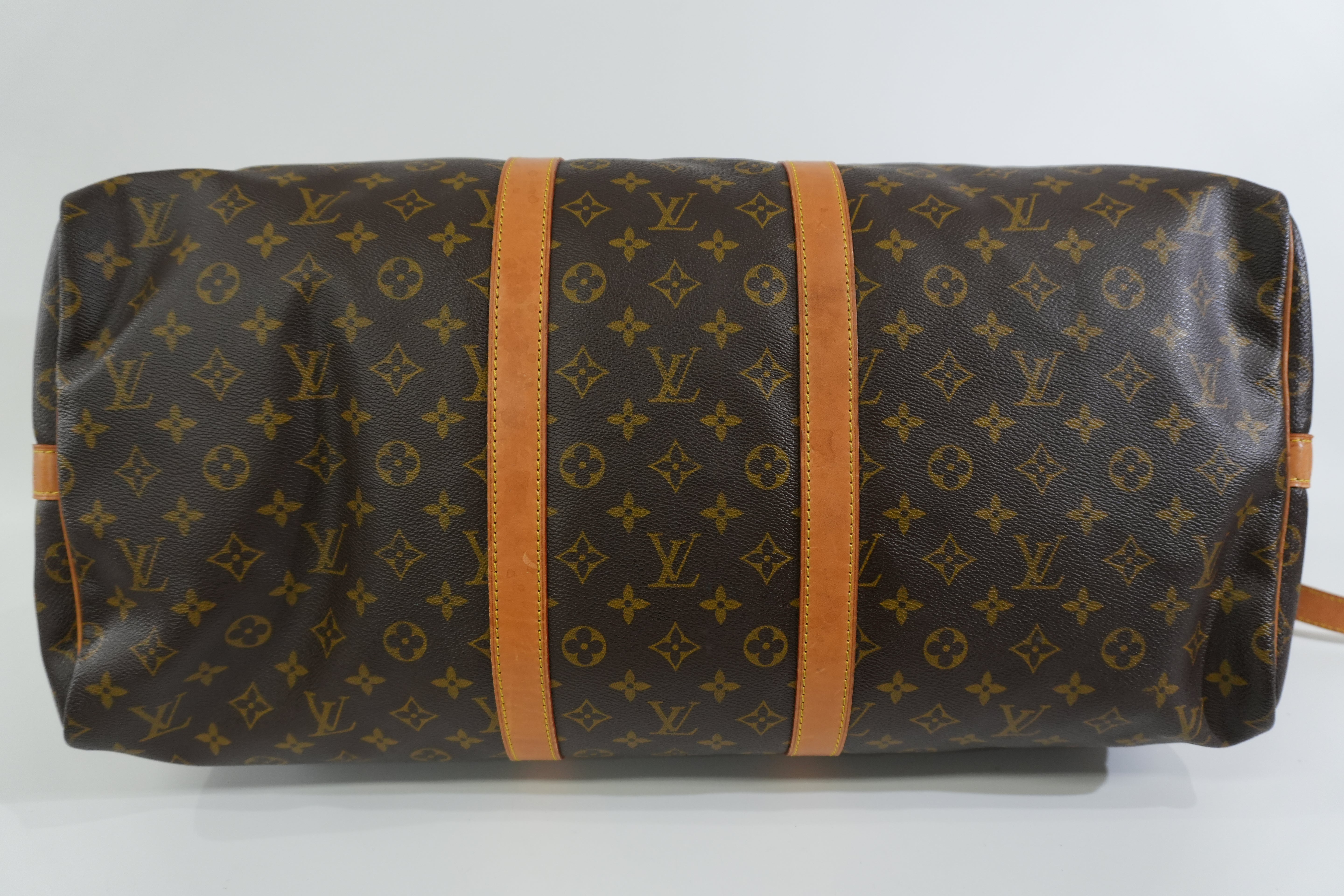 Pre-owned Louis Vuitton Monogram Keepall Bandouliere 55 Duffle Travel Bag