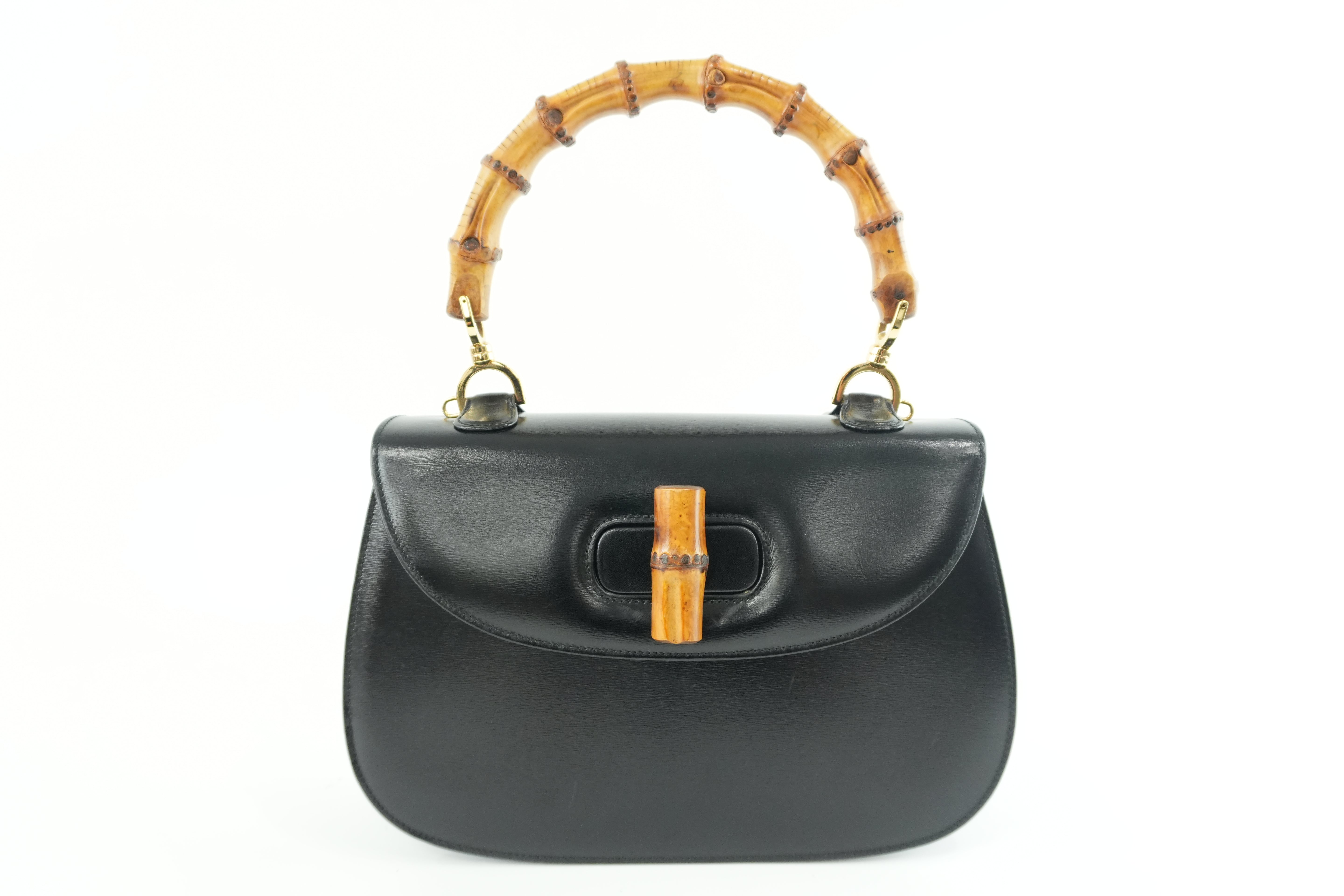 Gucci Bamboo Black Handbag Used