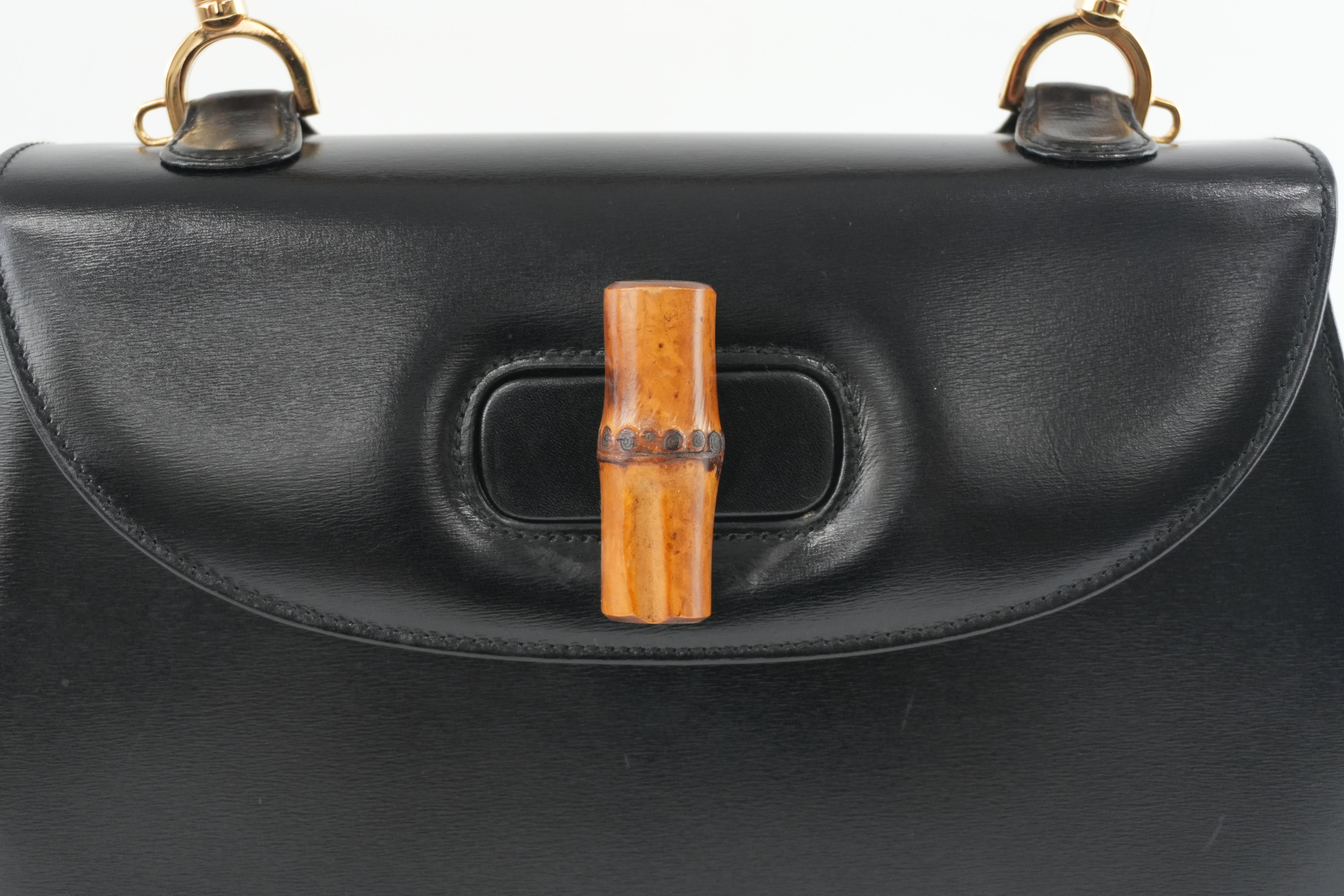 Gucci Bamboo Black Handbag Used