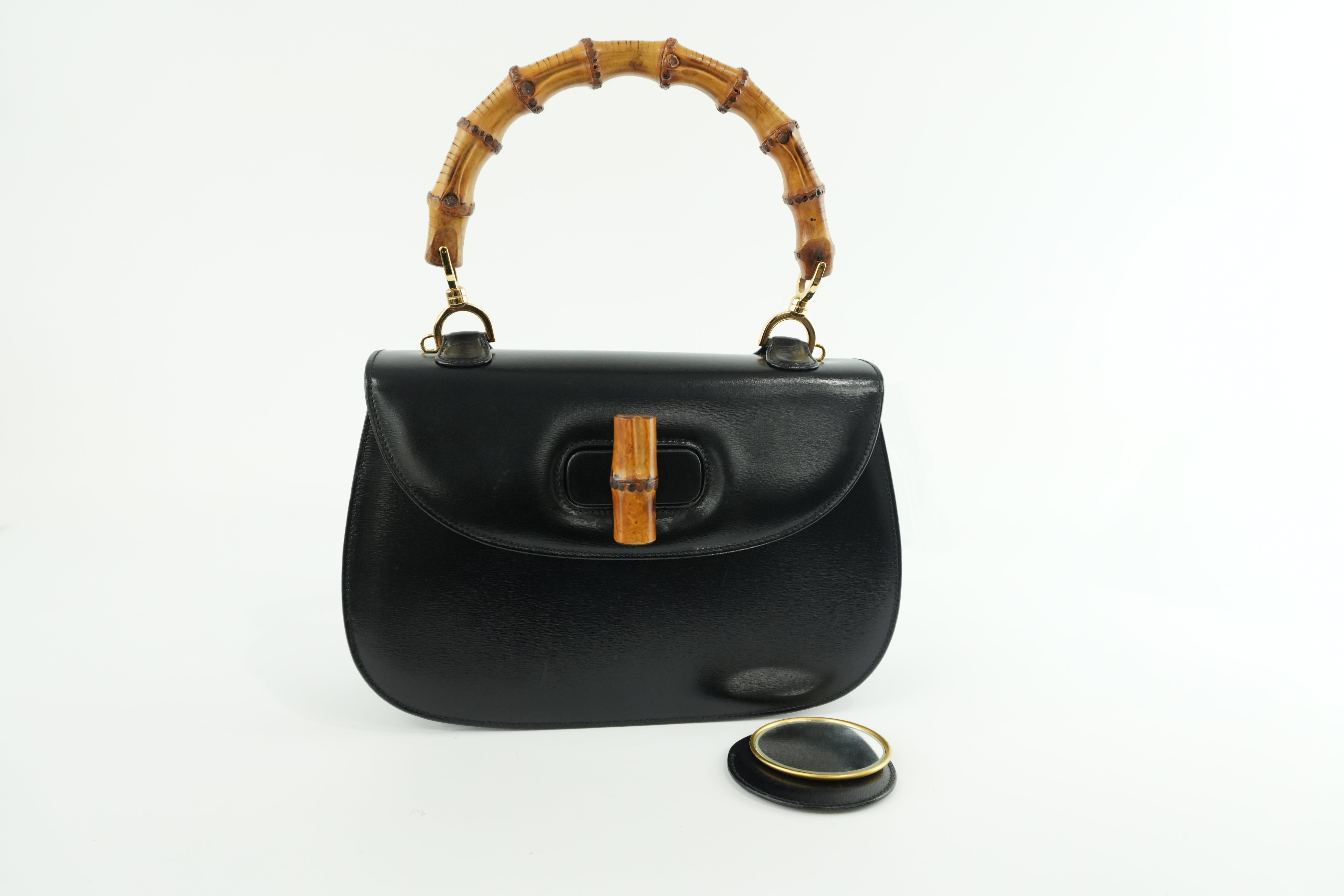 Gucci Bamboo Black Handbag Used