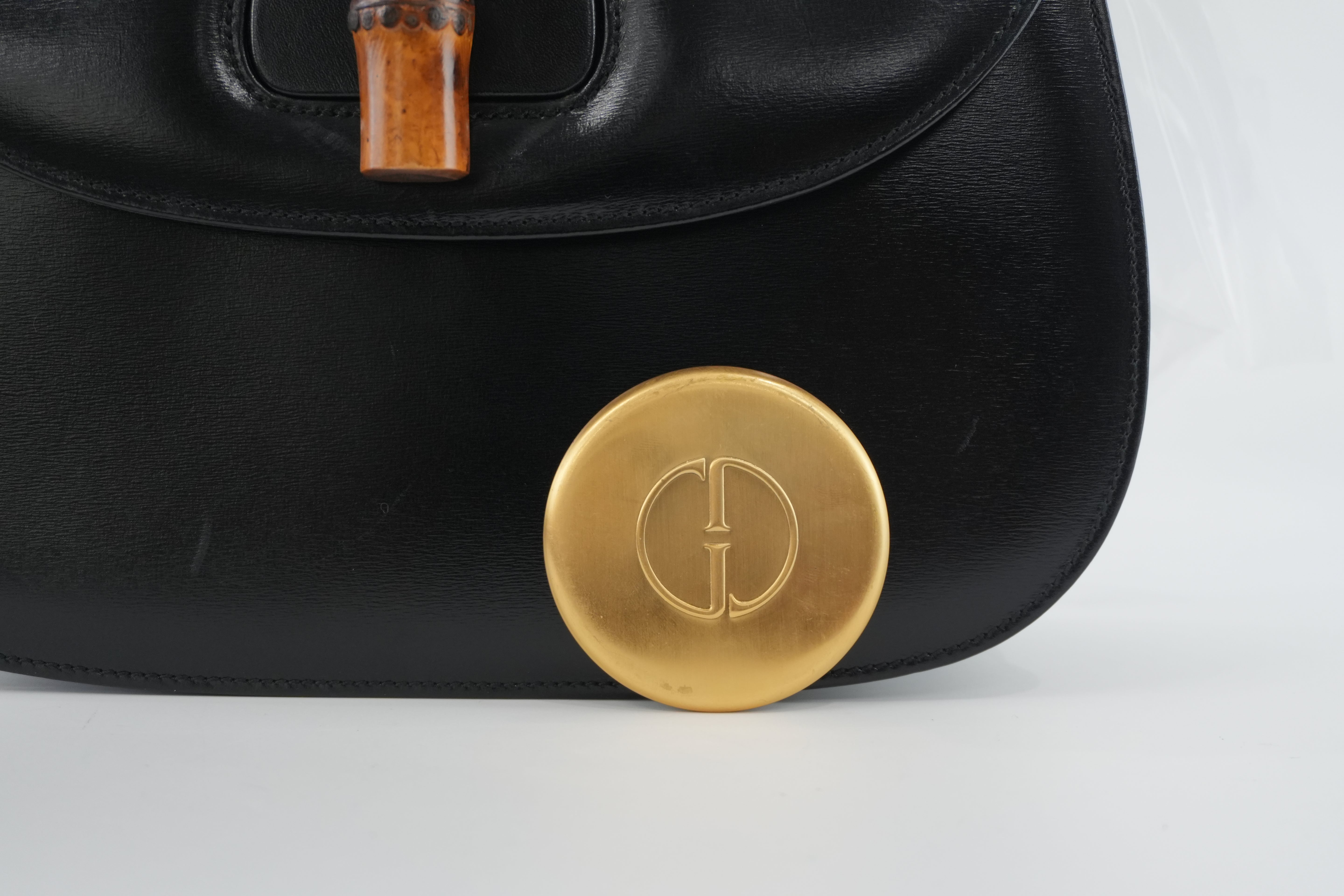 Gucci Bamboo Black Handbag Used