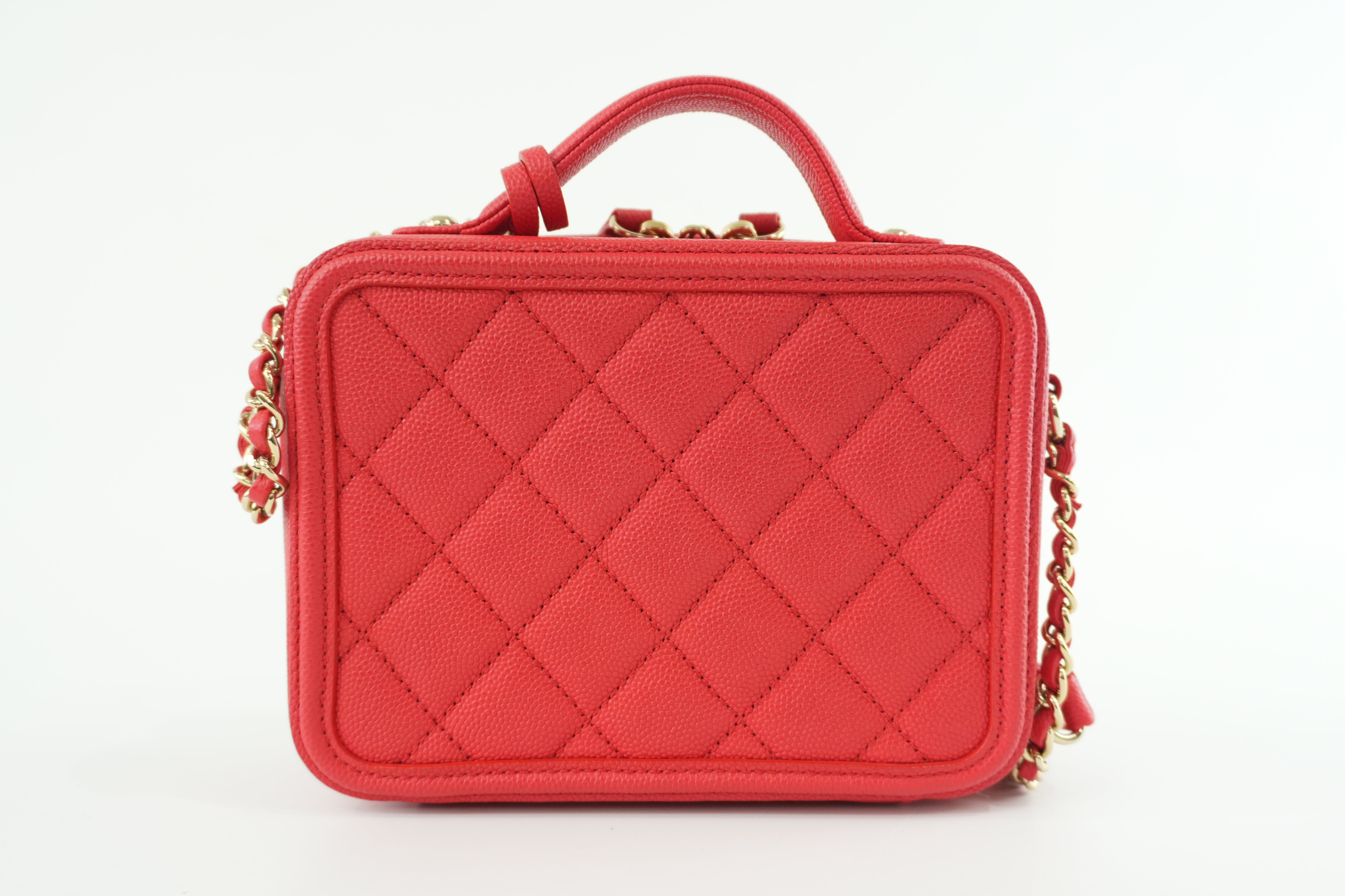 Chanel Filigree Cherry Red Vibrant Shoulder Bag Used