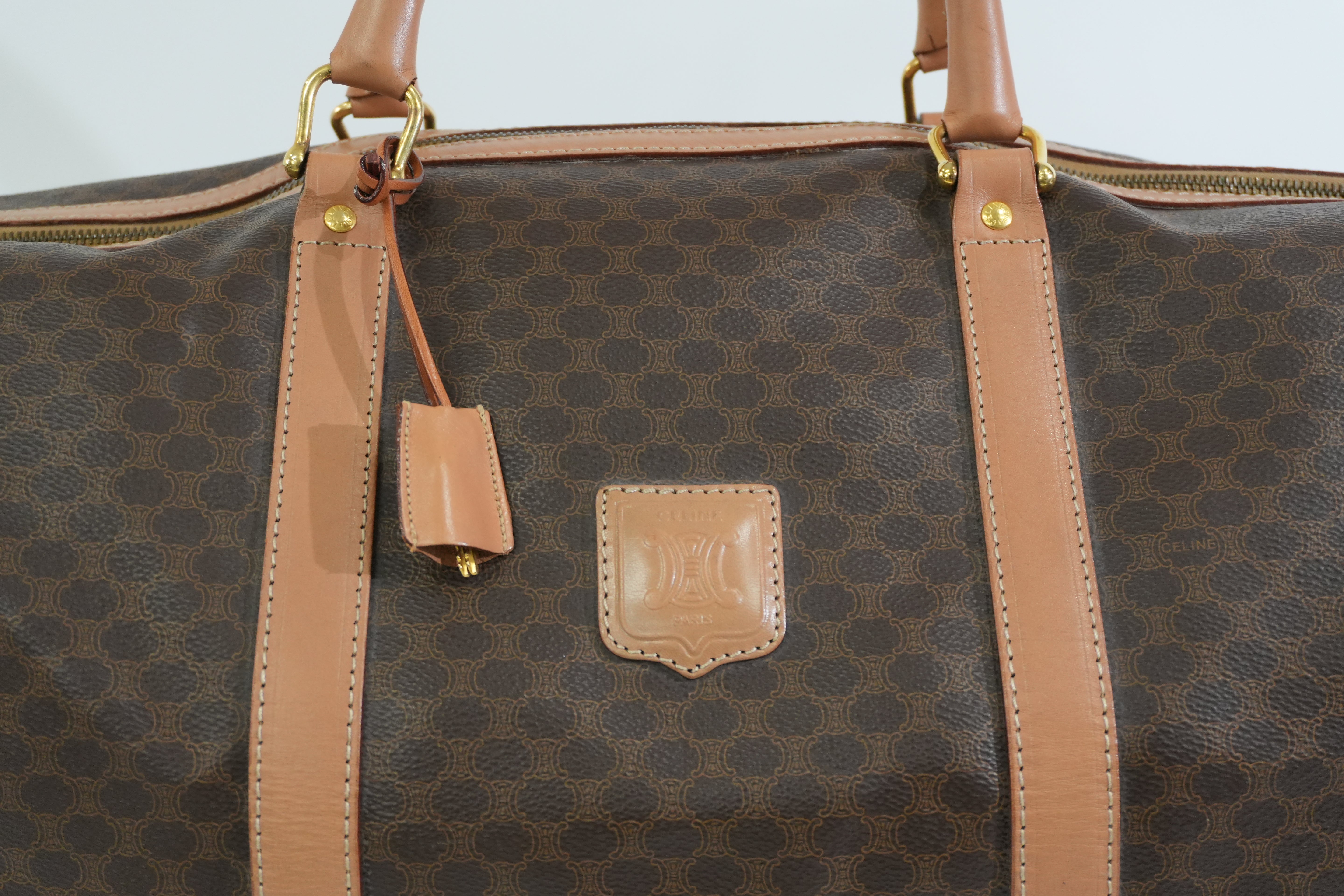 Pre-owned Celine Macadam Travel Duffle Bag Brown