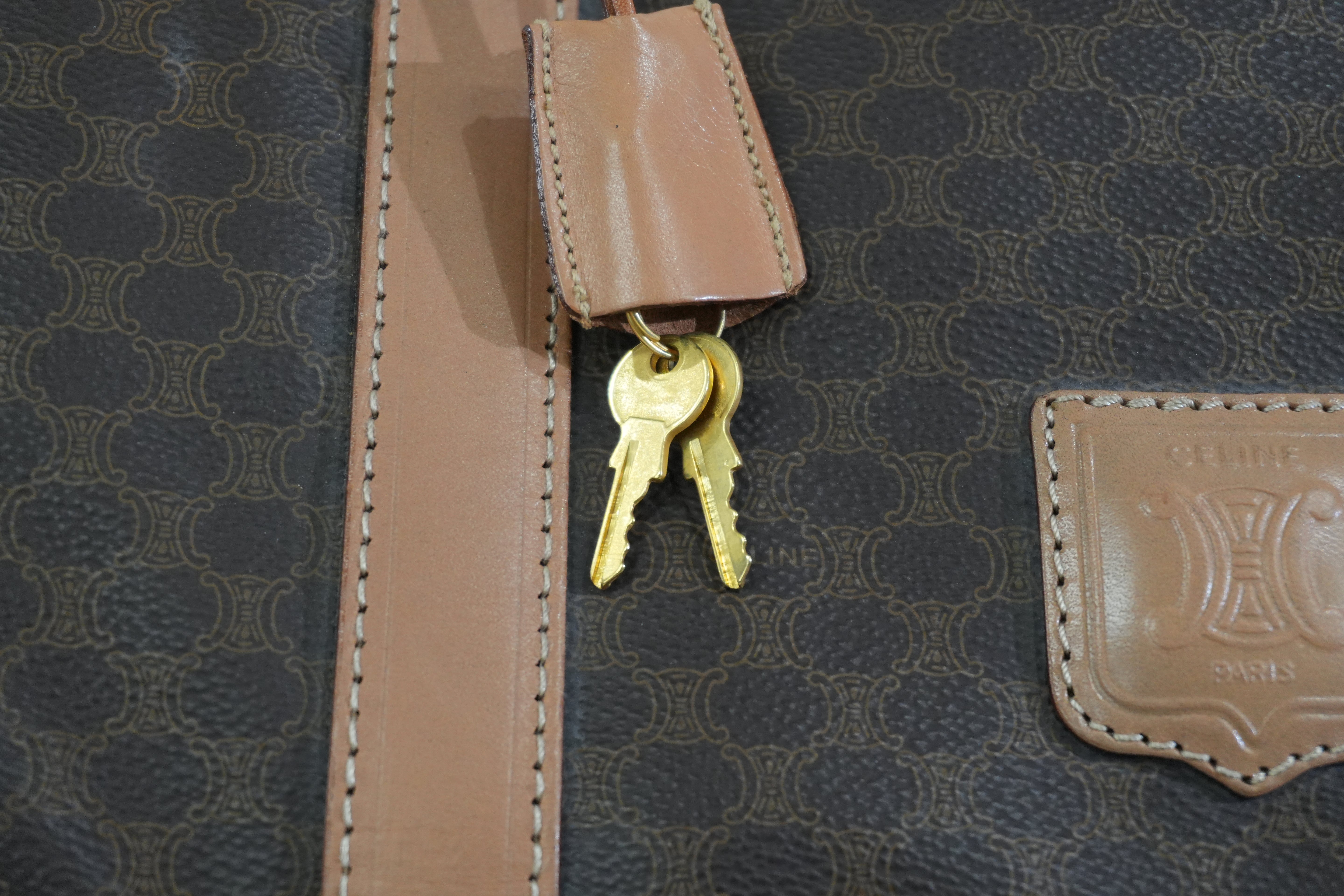 Pre-owned Celine Macadam Travel Duffle Bag Brown