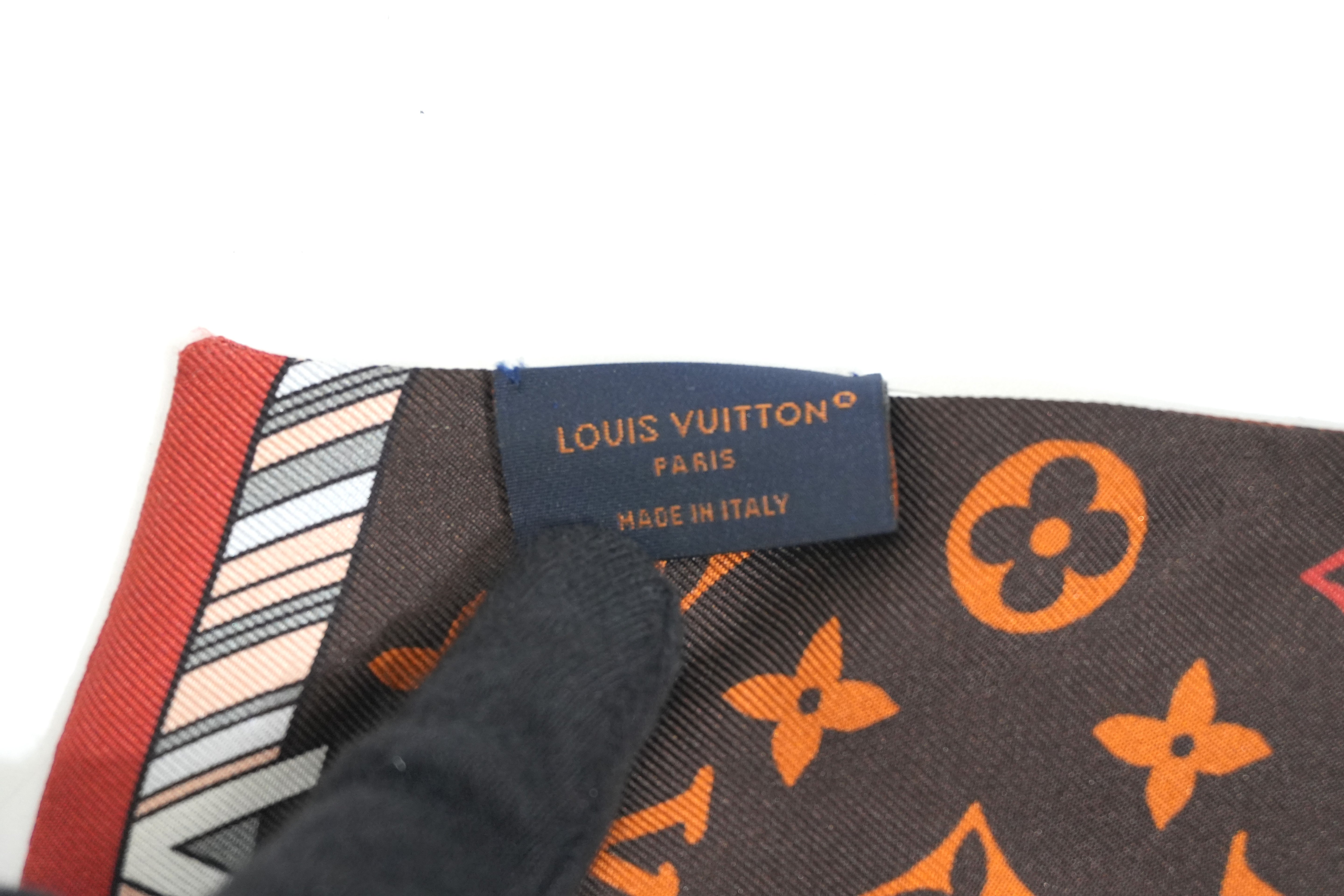 Pre-owned Louis Vuitton Silk Bandeau Tag Design Brown