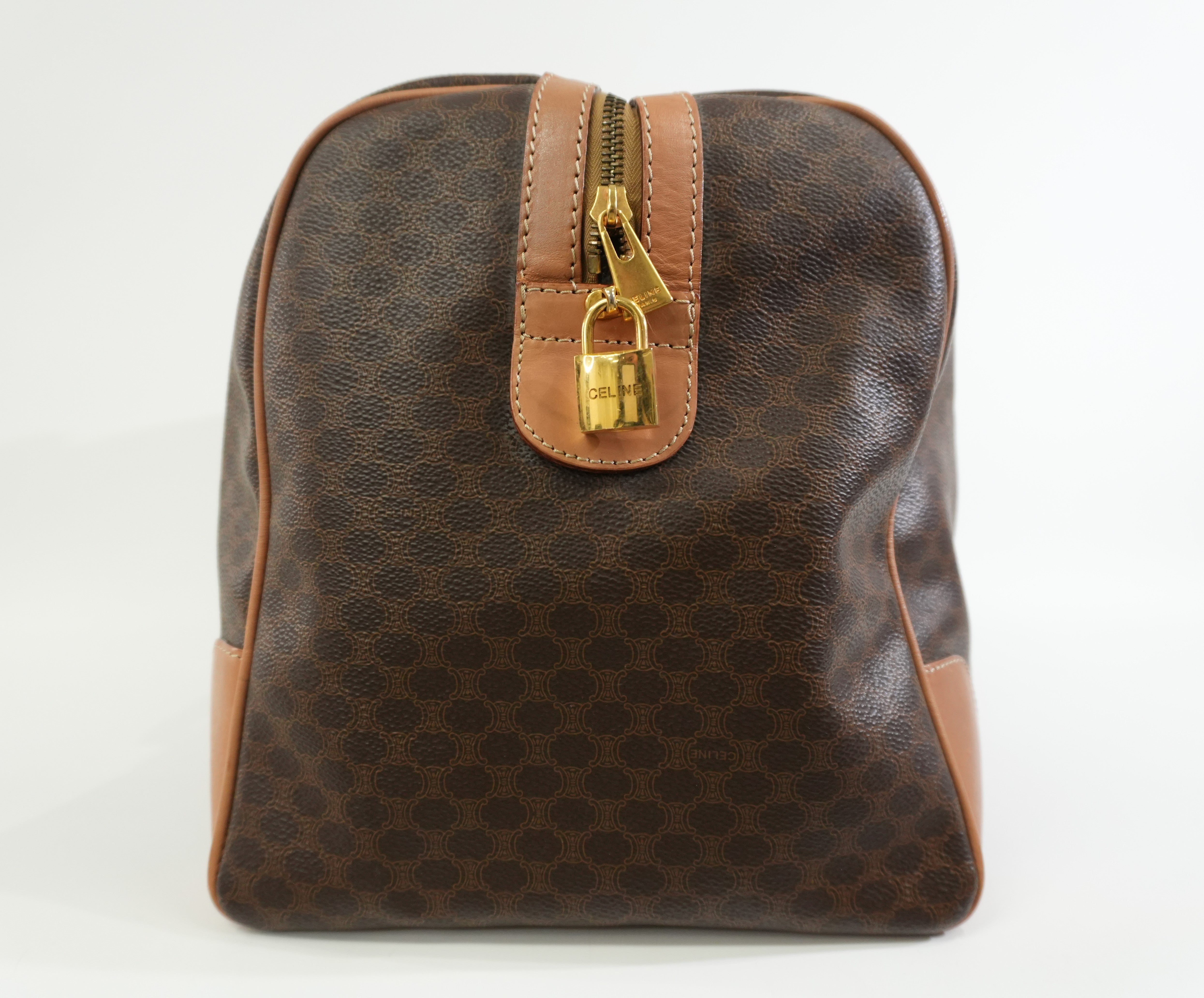 Pre-owned Celine Macadam Travel Duffle Bag Brown