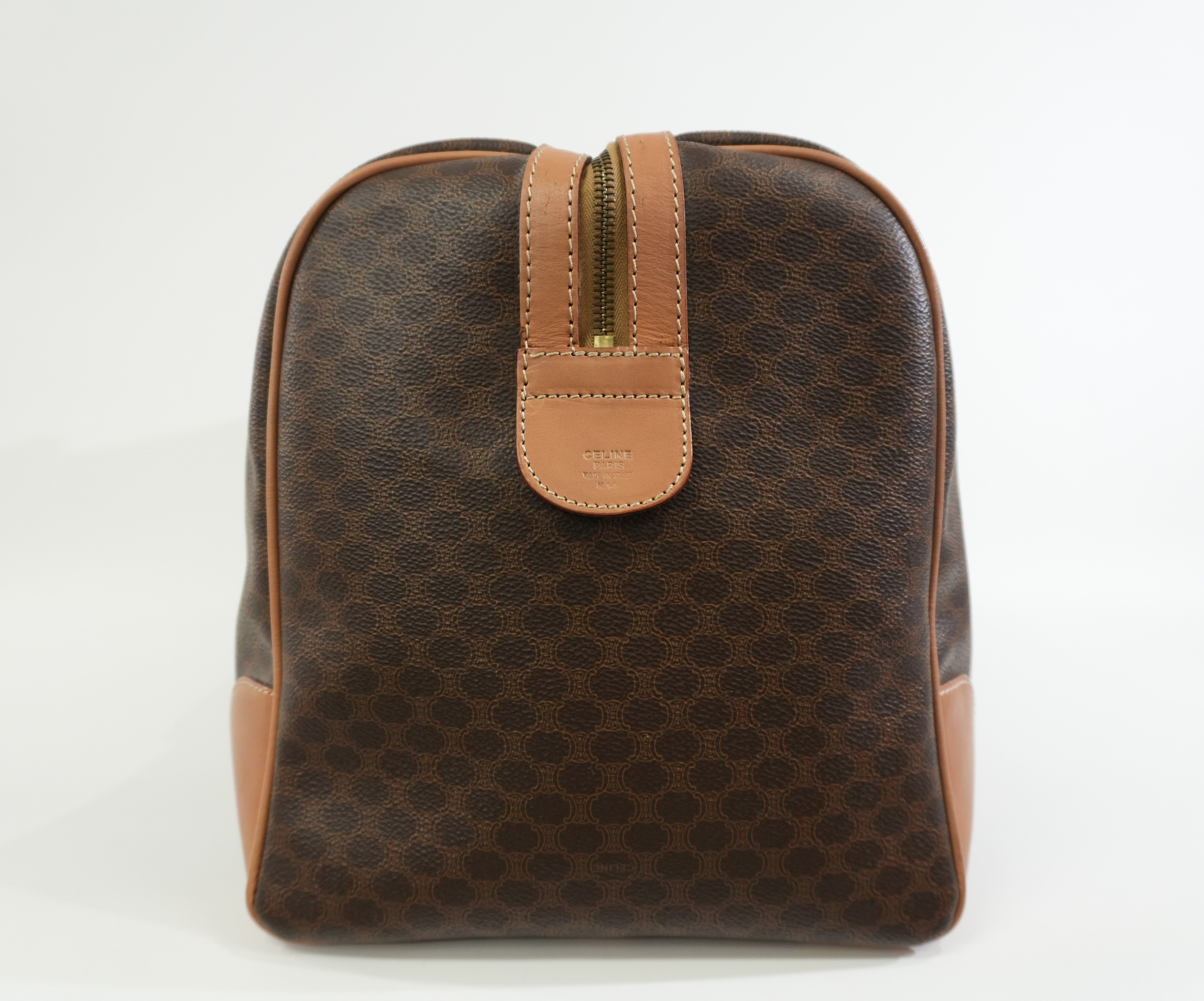 Pre-owned Celine Macadam Travel Duffle Bag Brown