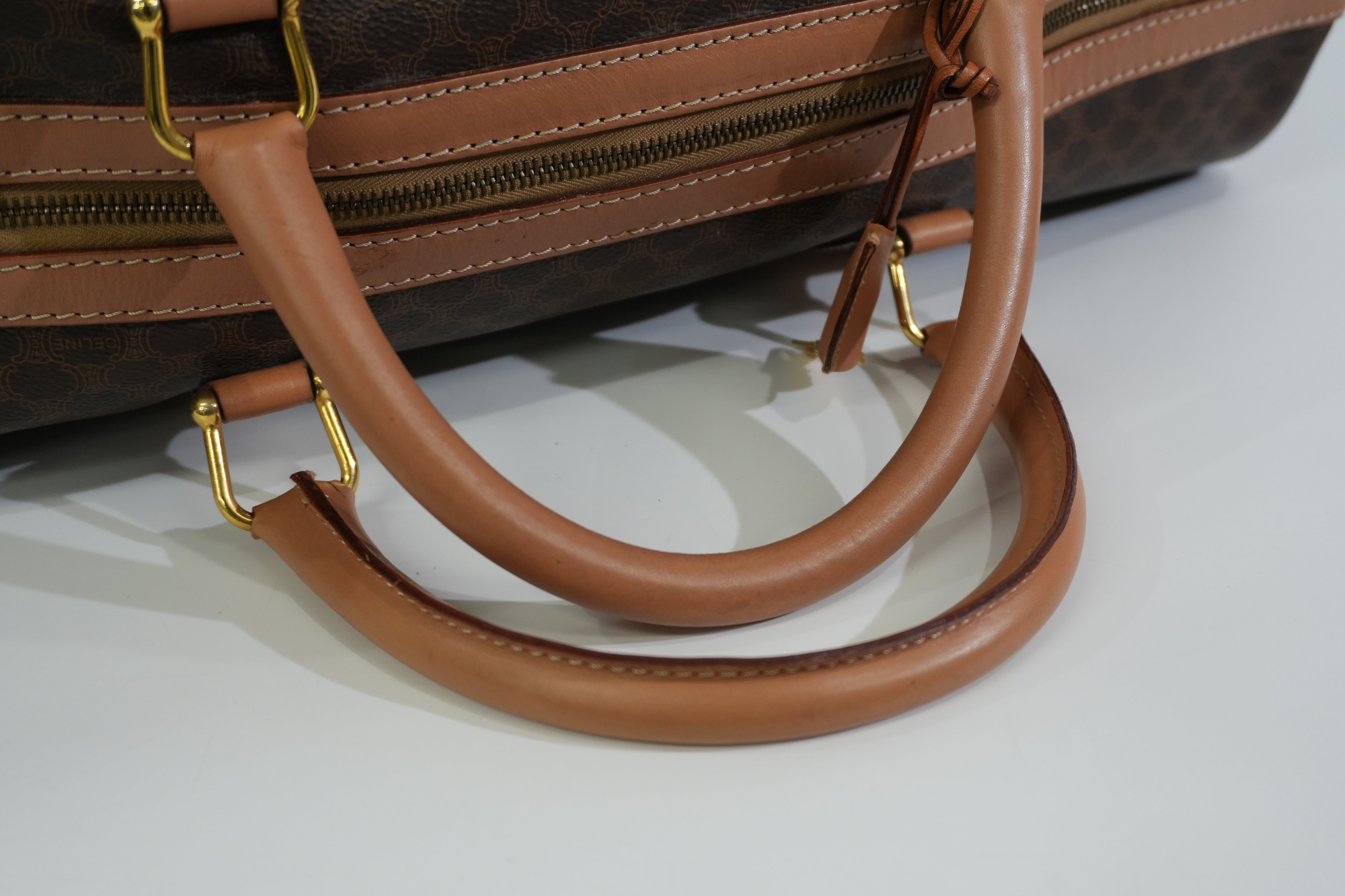 Pre-owned Celine Macadam Travel Duffle Bag Brown