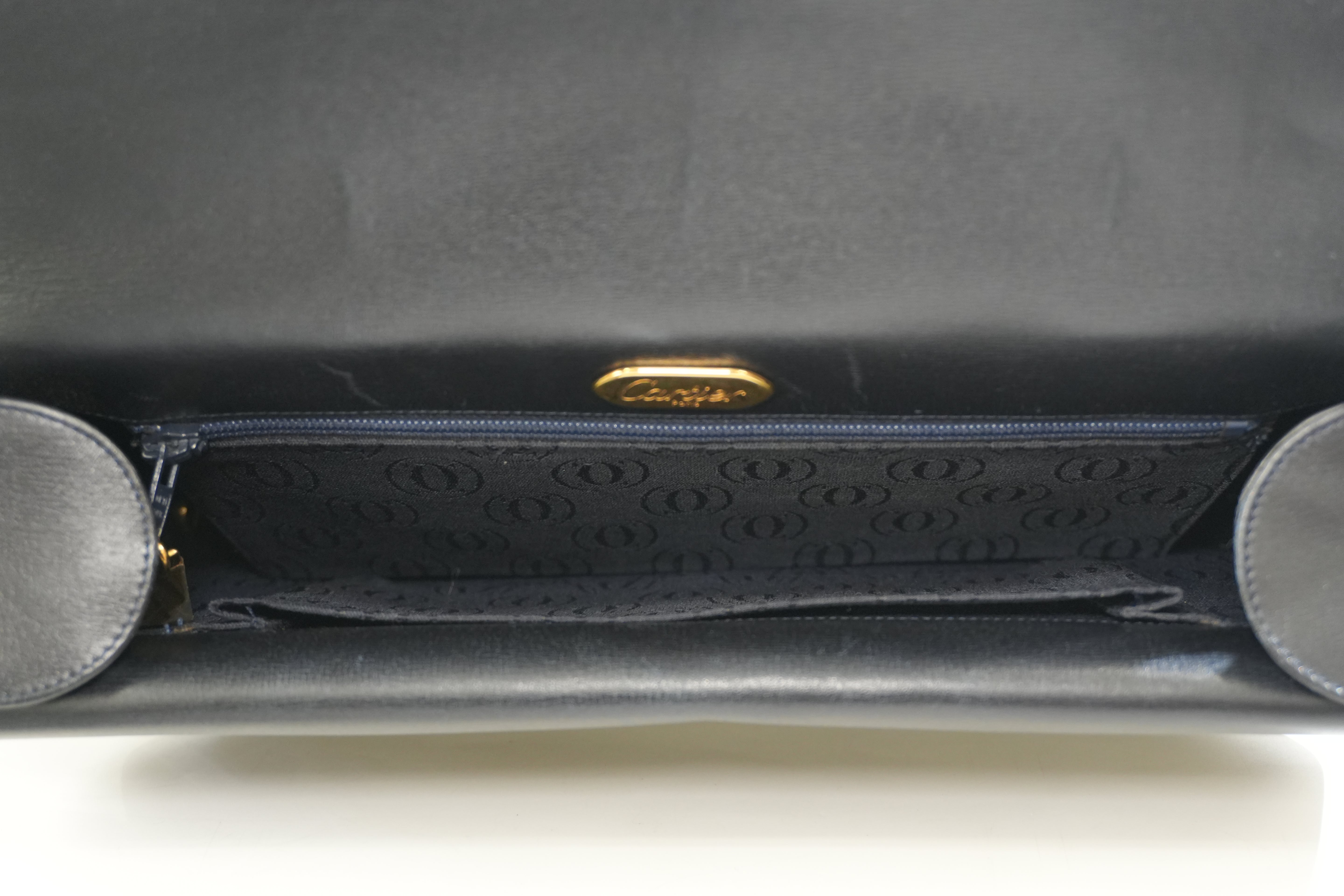 Pre-owned Cartier Sapphire Shoulder Bag Black