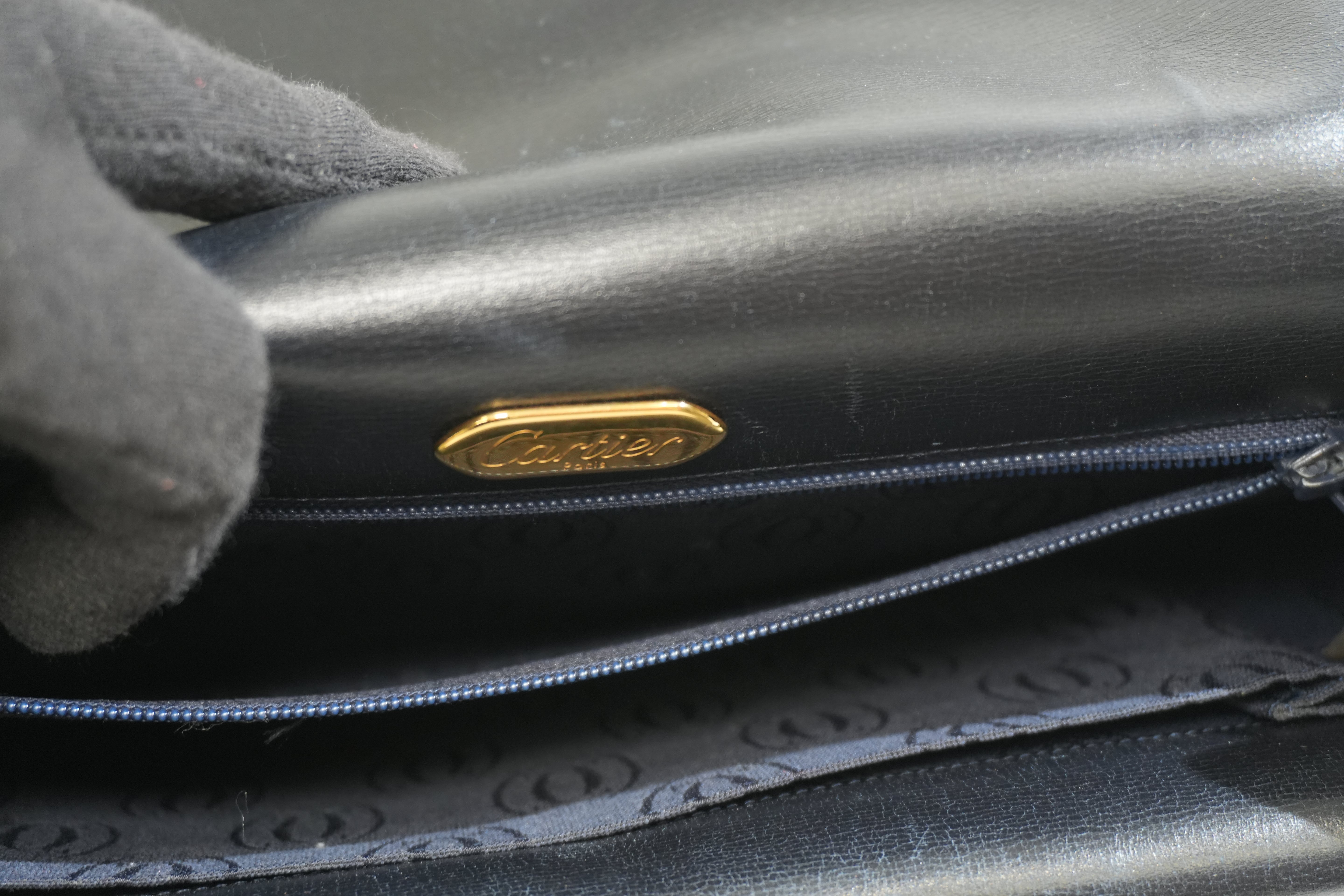 Pre-owned Cartier Sapphire Shoulder Bag Black