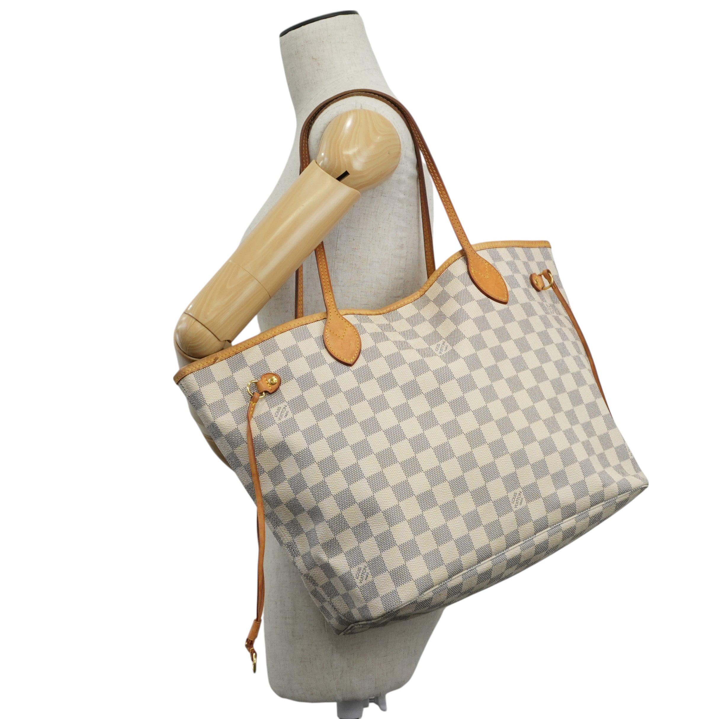 Louis Vuitton Damier Azur Neverfull MM Tote Bag Used