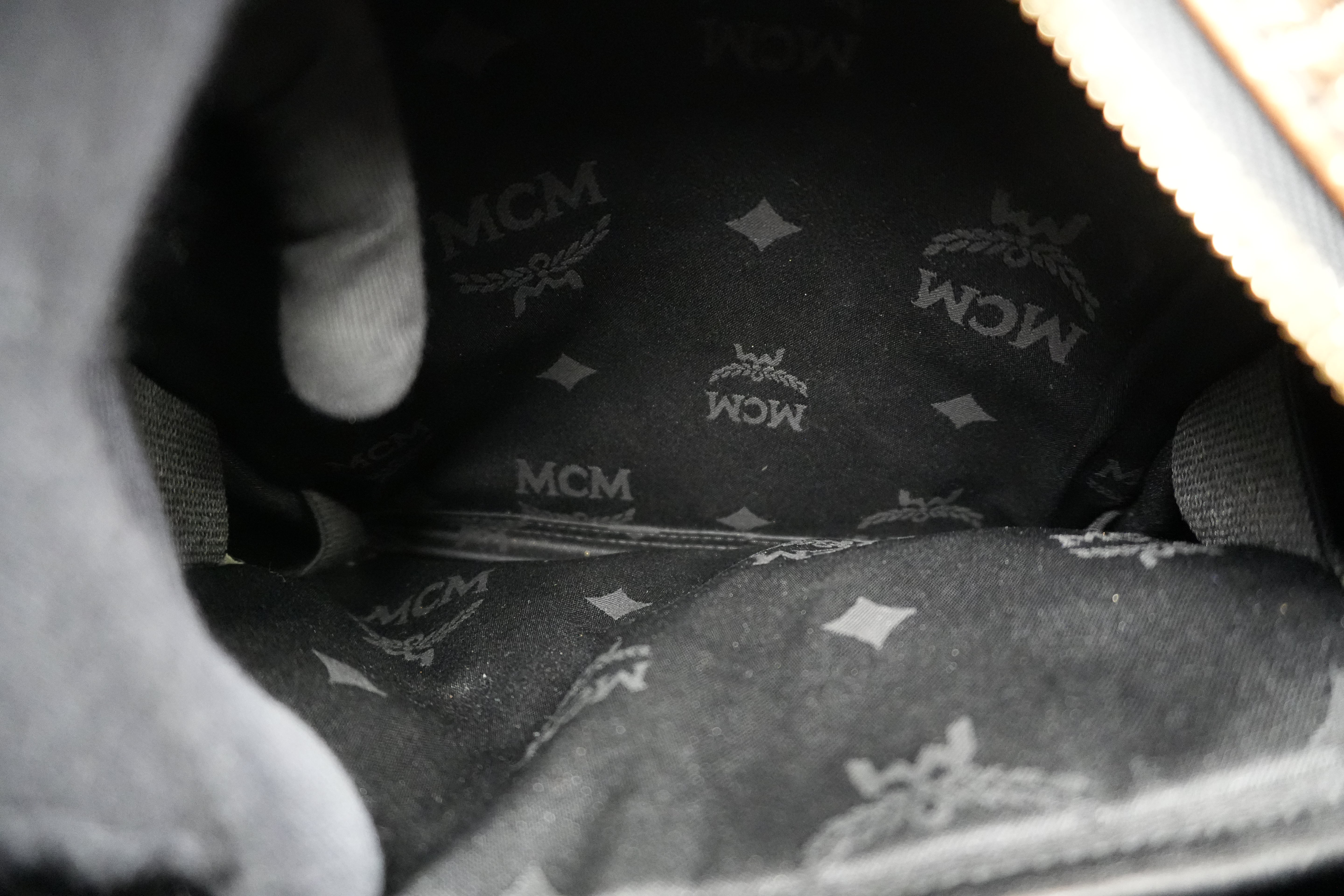 Pre-owned MCM Metallic Backpack with Detachable Pouch Gold