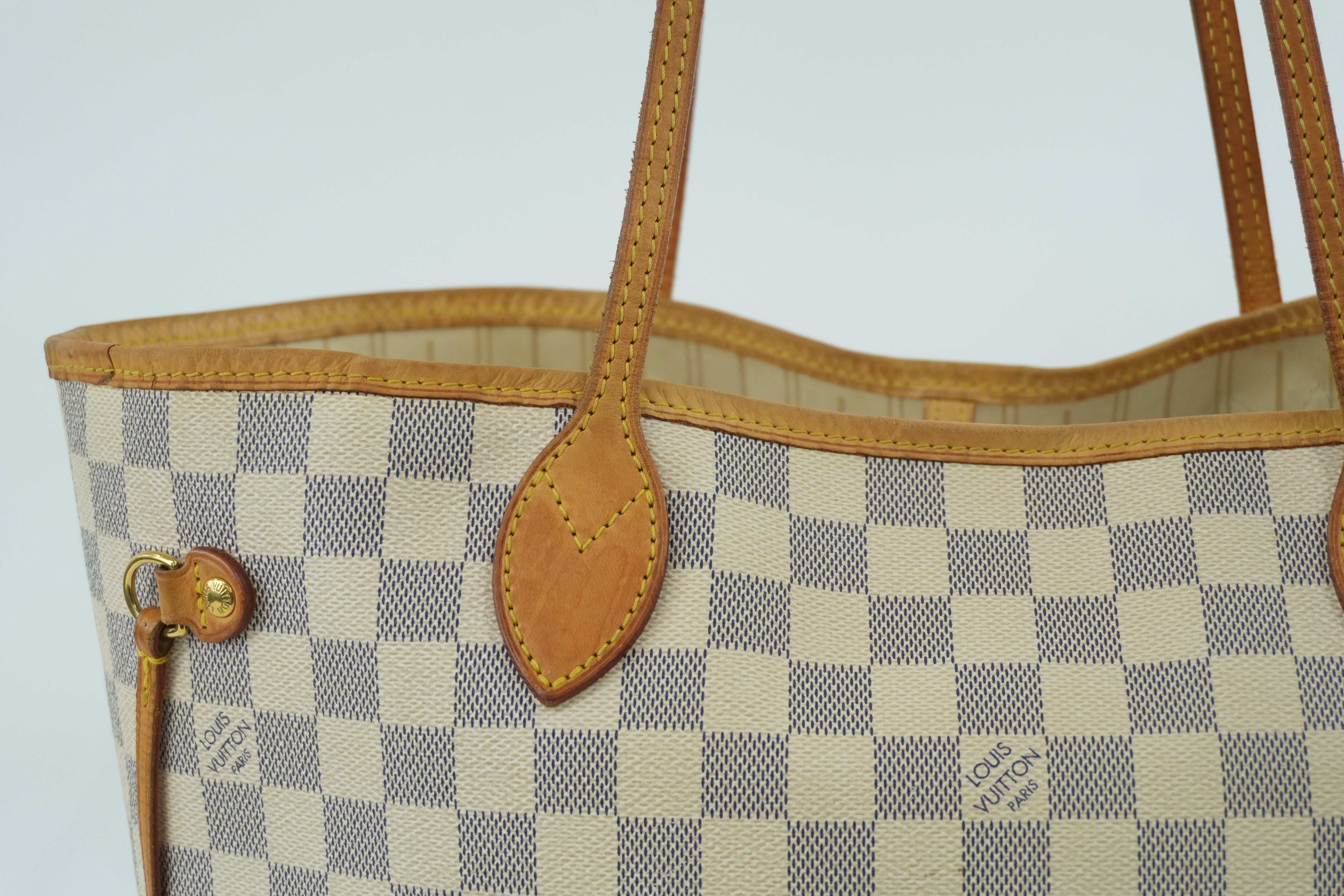 Louis Vuitton Damier Azur Neverfull MM Tote Bag Used