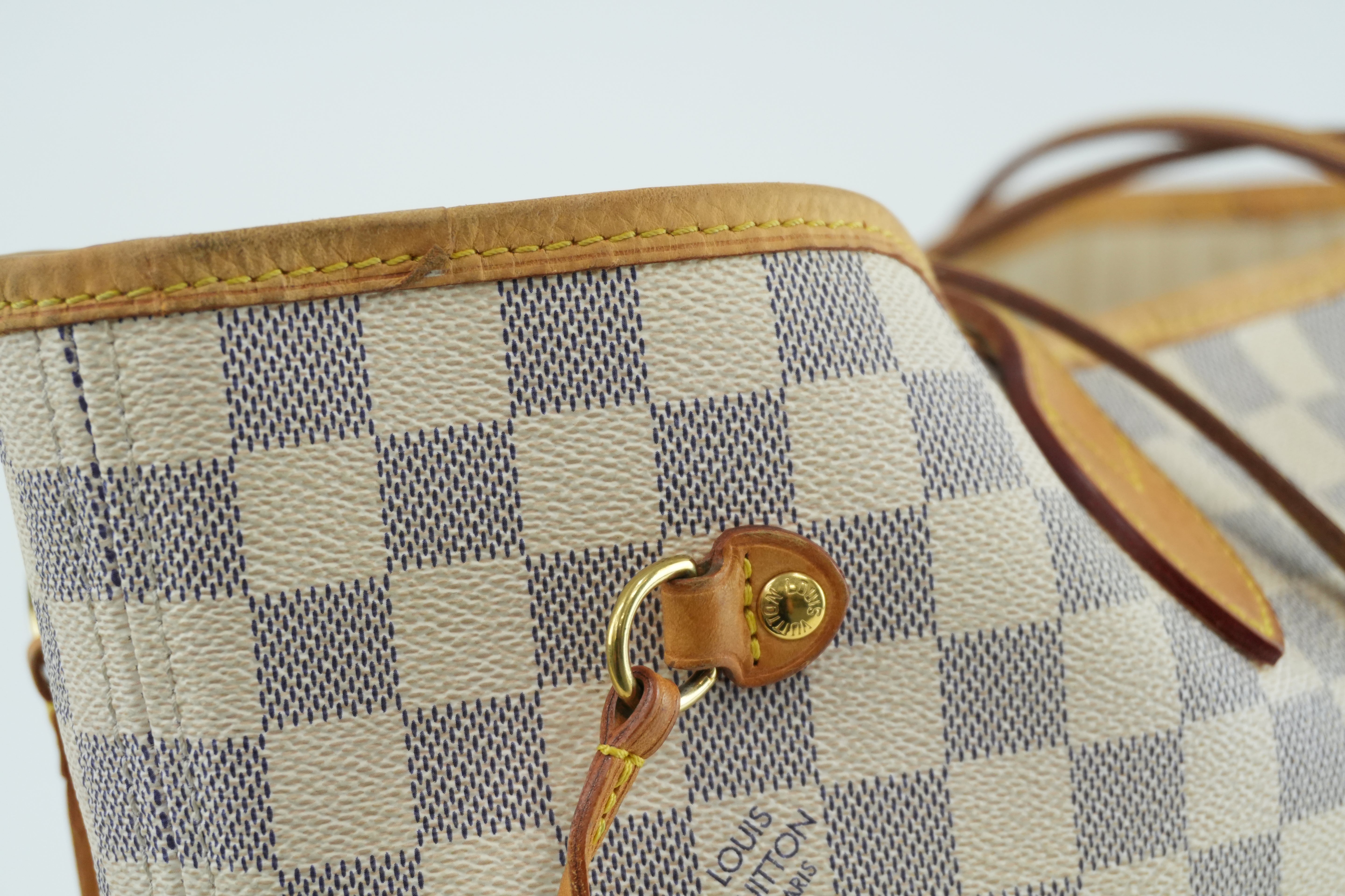 Louis Vuitton Damier Azur Neverfull MM Tote Bag Used