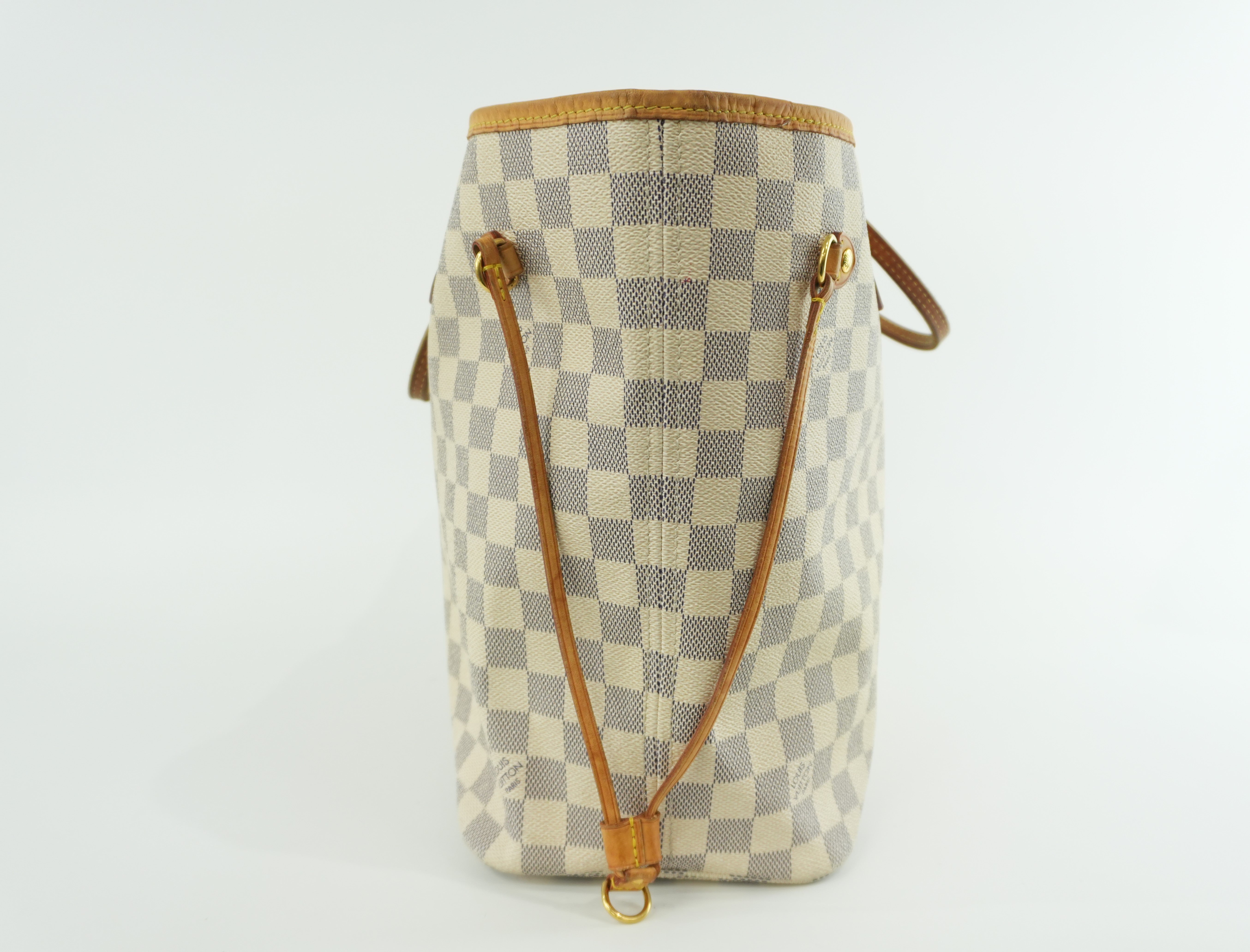 Louis Vuitton Damier Azur Neverfull MM Tote Bag Used