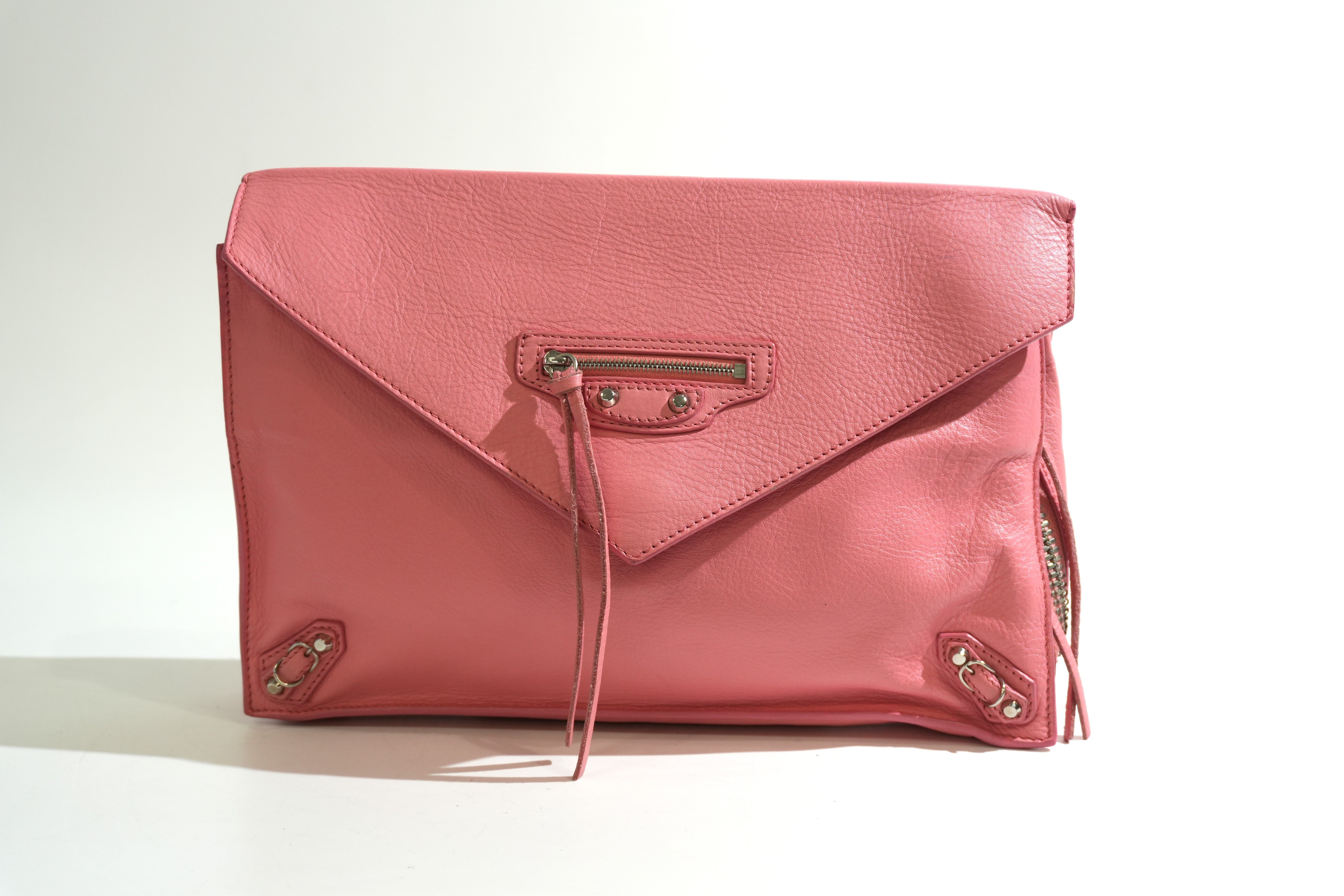 Pre-owned Balenciaga Envelope Style Flap Clutch Bag Pink