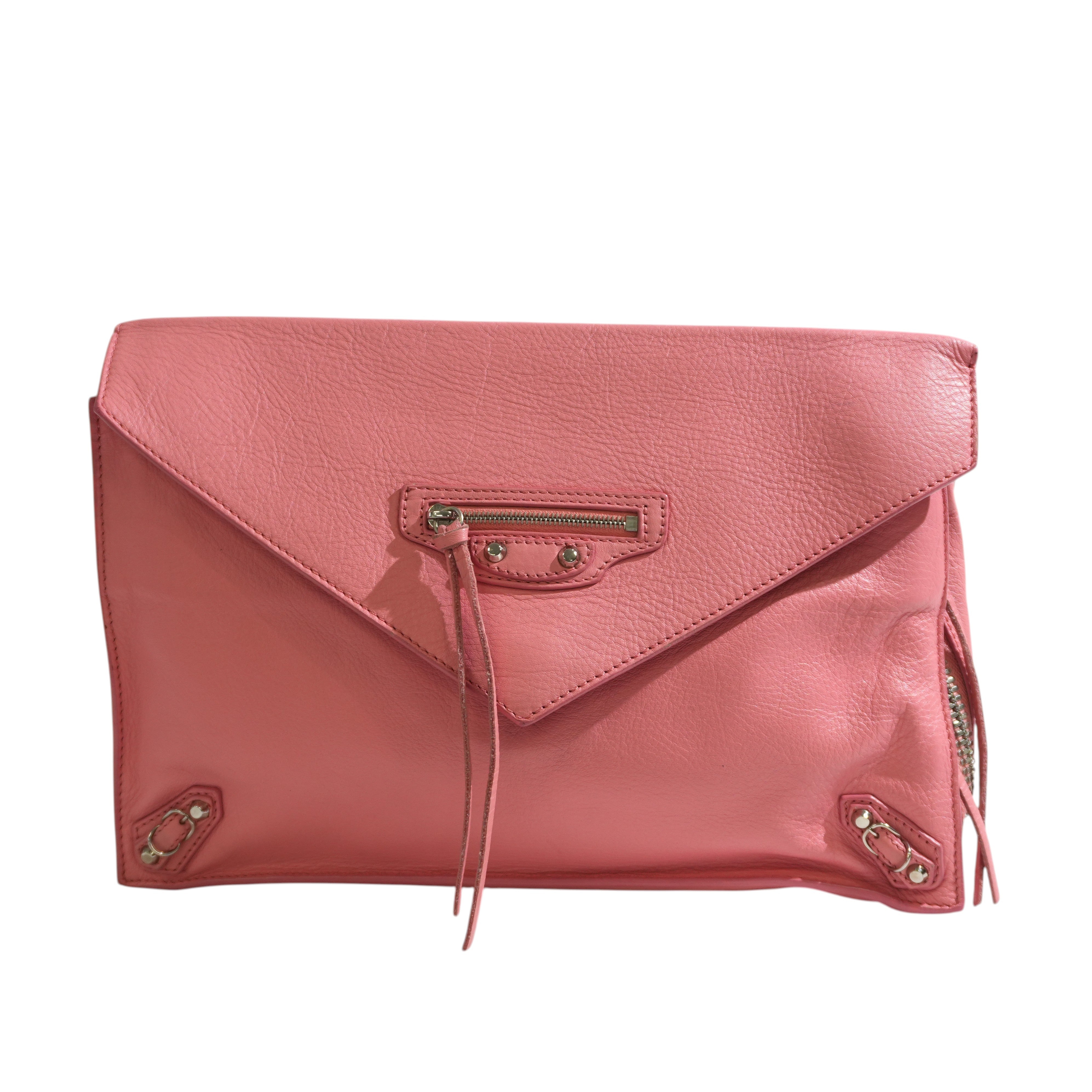 Pre-owned Balenciaga Envelope Style Flap Clutch Bag Pink